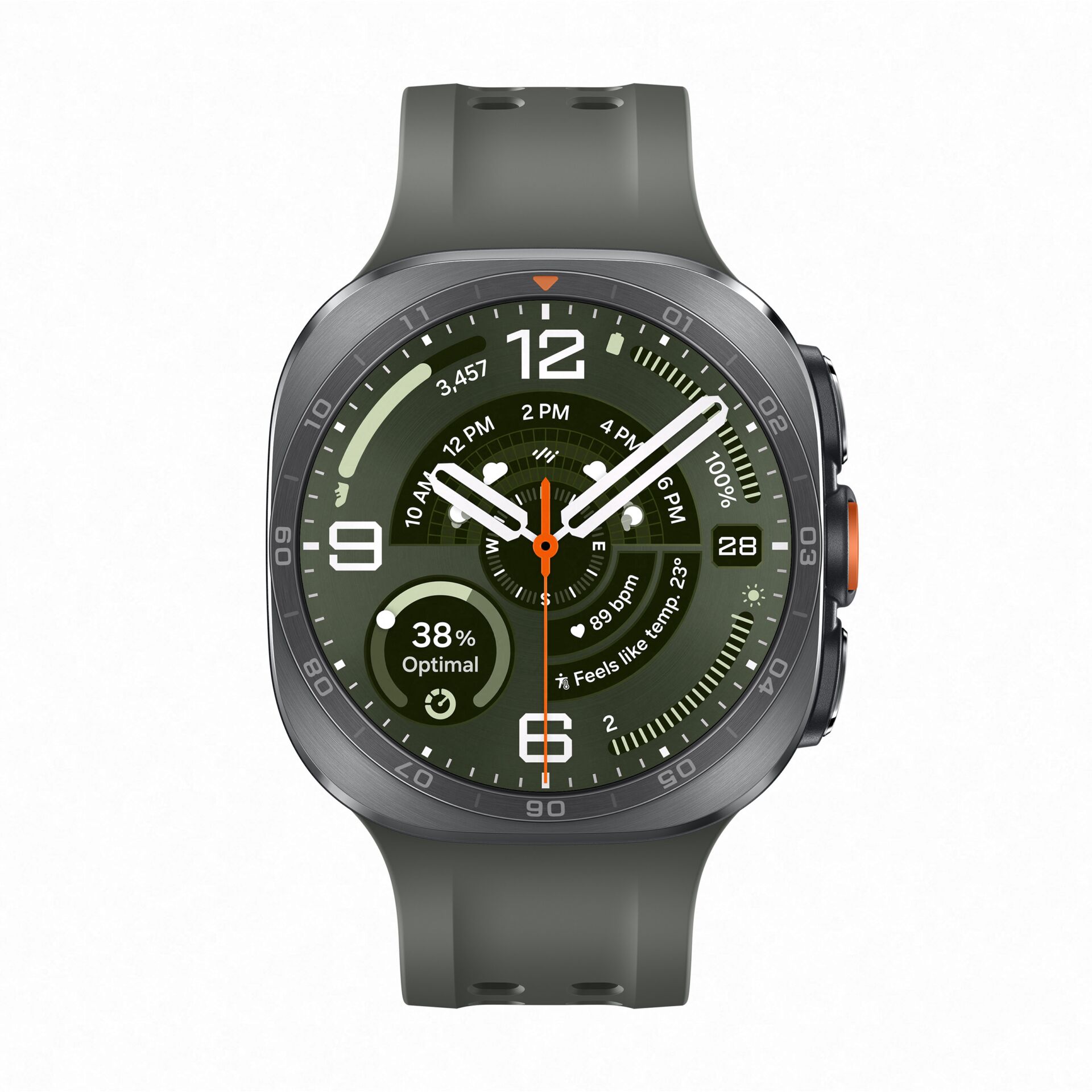 Smartwatch, Grünes Zifferblatt, Gummiformband, Digital-Analog, Runder Rand