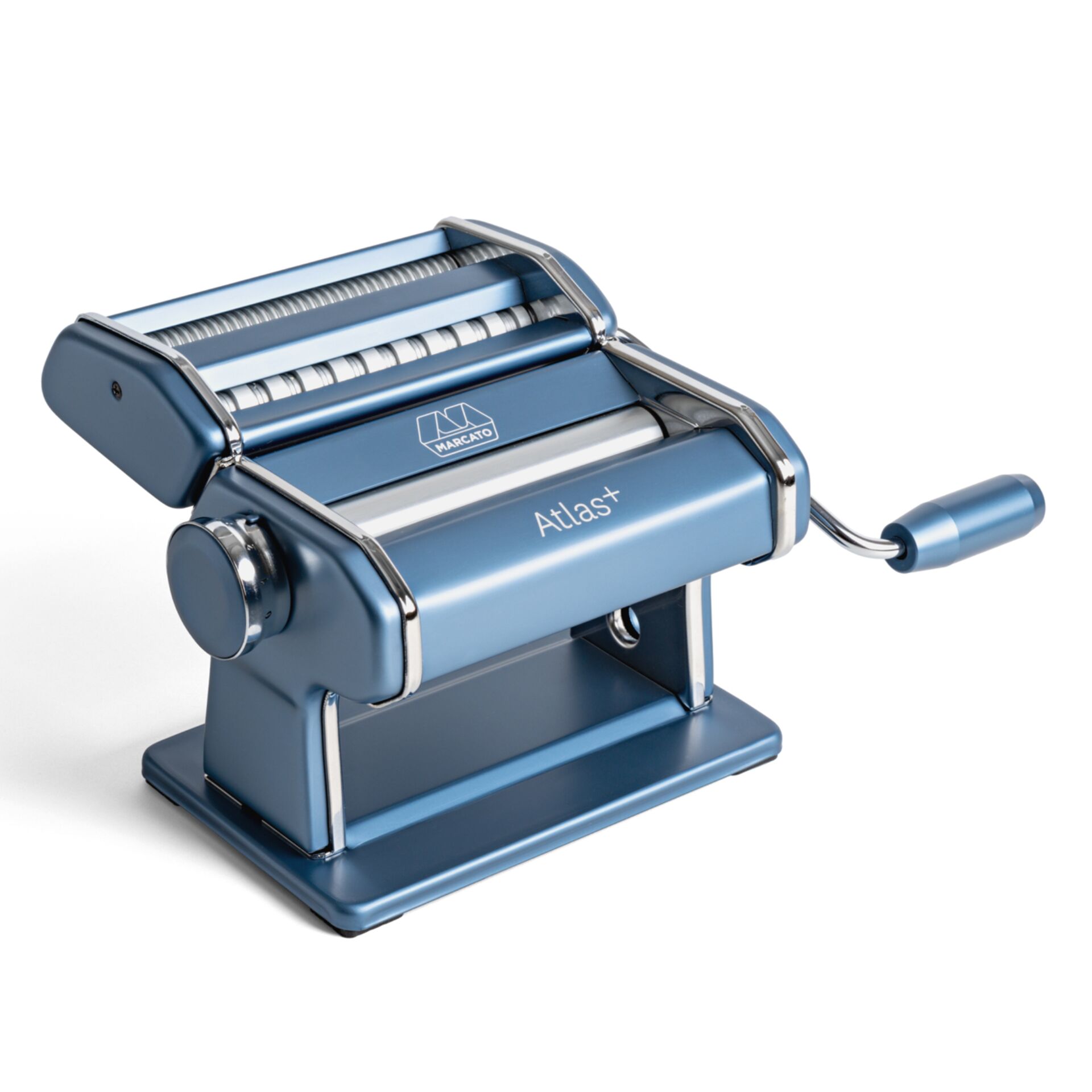Nudeln-Presse, Pasta-Maschine, Atlas+, Metallisch/blau, Manuelle-Presse, Pasta-Maschine, manueller Kurbel, Edelstahl, Blau, Atlas-Marke
