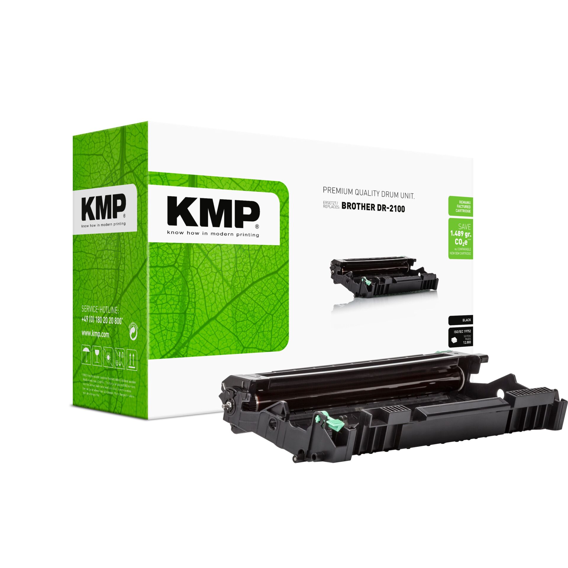 Computerausrüstung, Elektronik, Hardware, Adapter, Pistole, Drucker-Toner, Tonerpatrone, KMP, Brother DR-2100, Schwarz