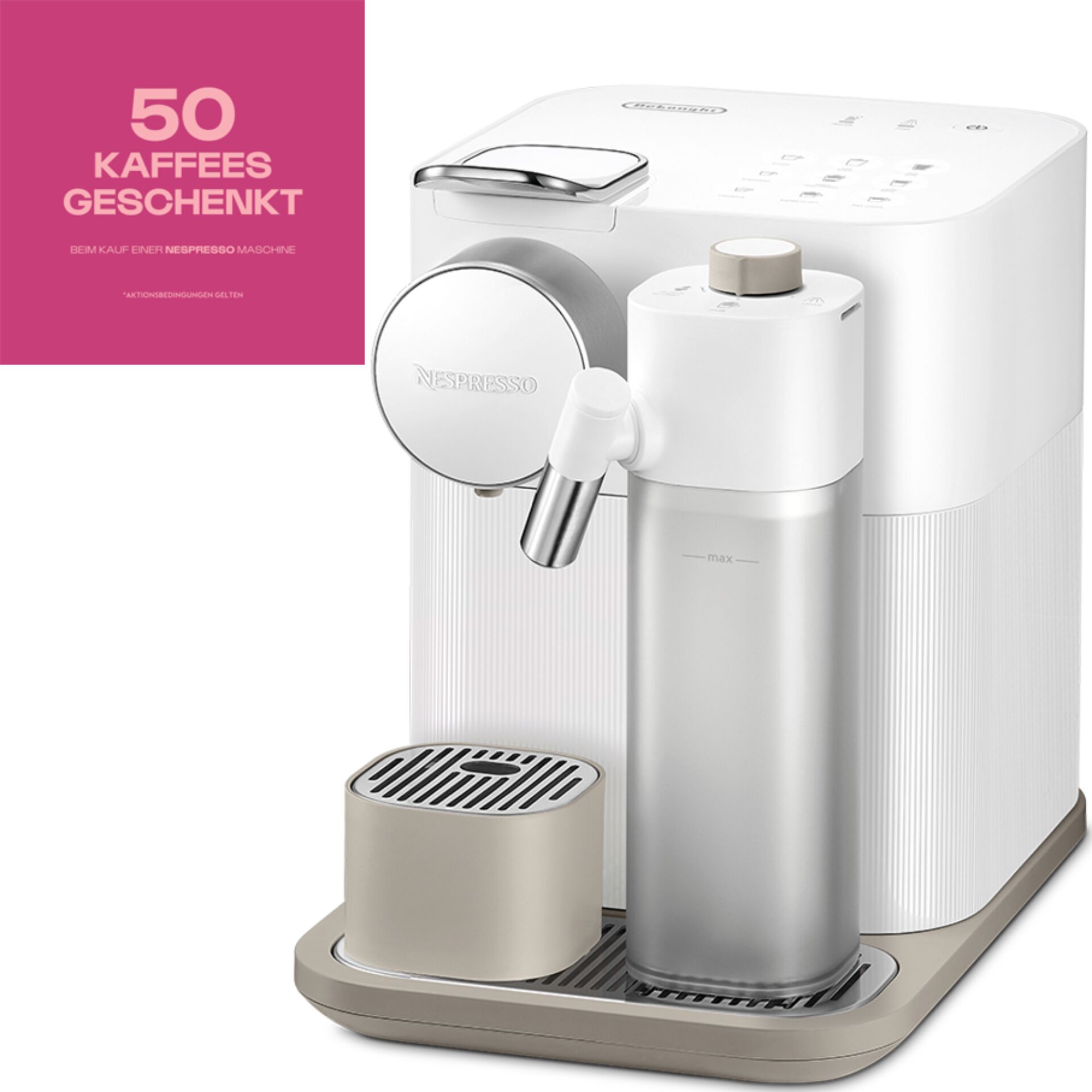 Pokal, Pokal, Kaffeemaschine, Espressomaschine, Nespresso, Kapselsystem, Kaffeeauslauf, Kaffeemaschine, Nespresso, Brühkaffee, Automatischer Milchschaum, Kapselsystem, Espresso-Maschine, Kaffeemaschine, Milchschaumrichter, Weiß, Kompakte Bauform