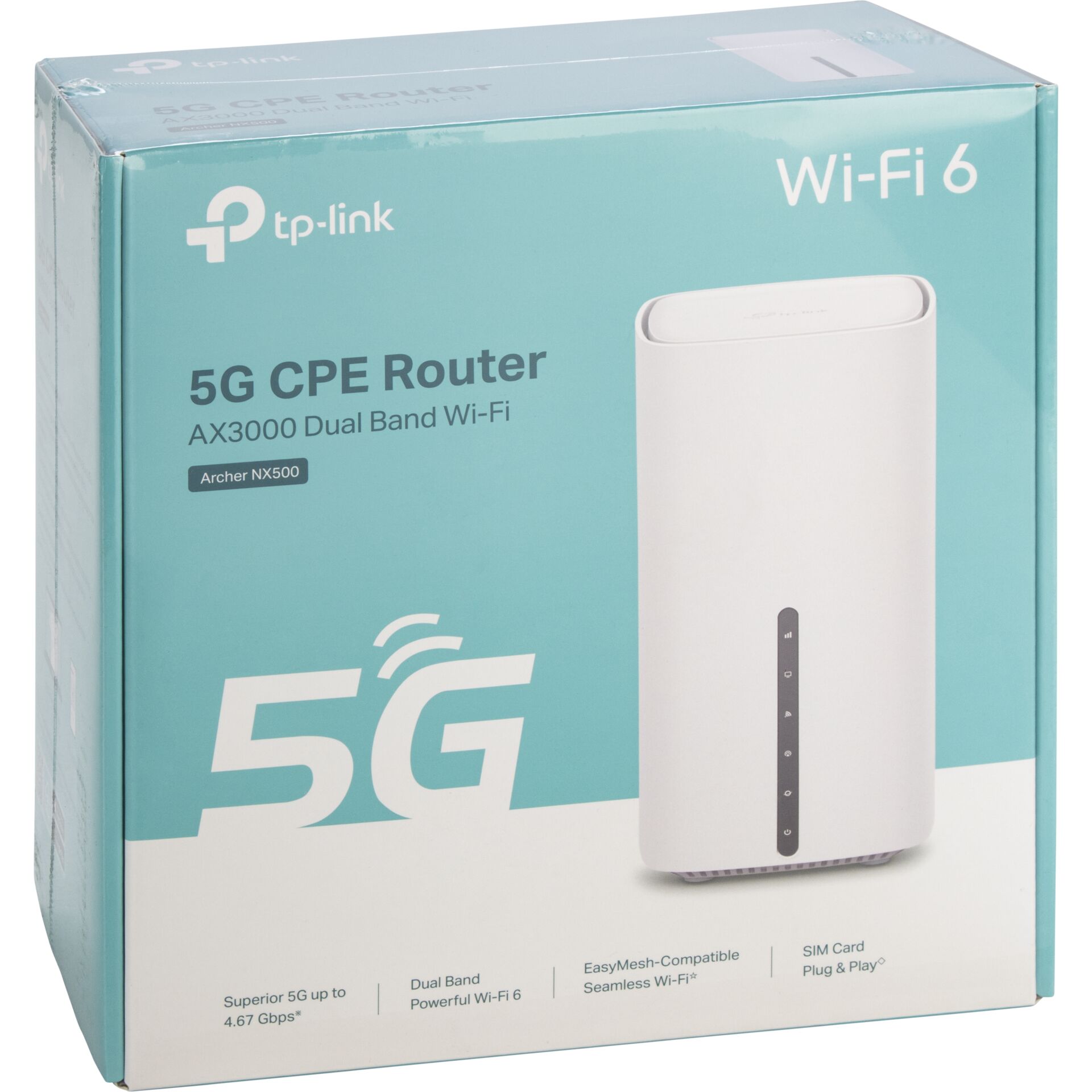5G Router, Wi-Fi 6, Dual Band, TP-Link, Box