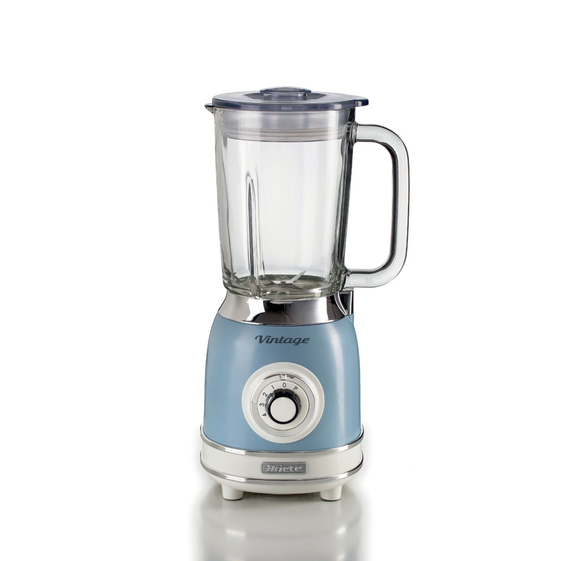 Blender, Küchenmaschine, Glasbehälter, Blau-grau, Drehknopf