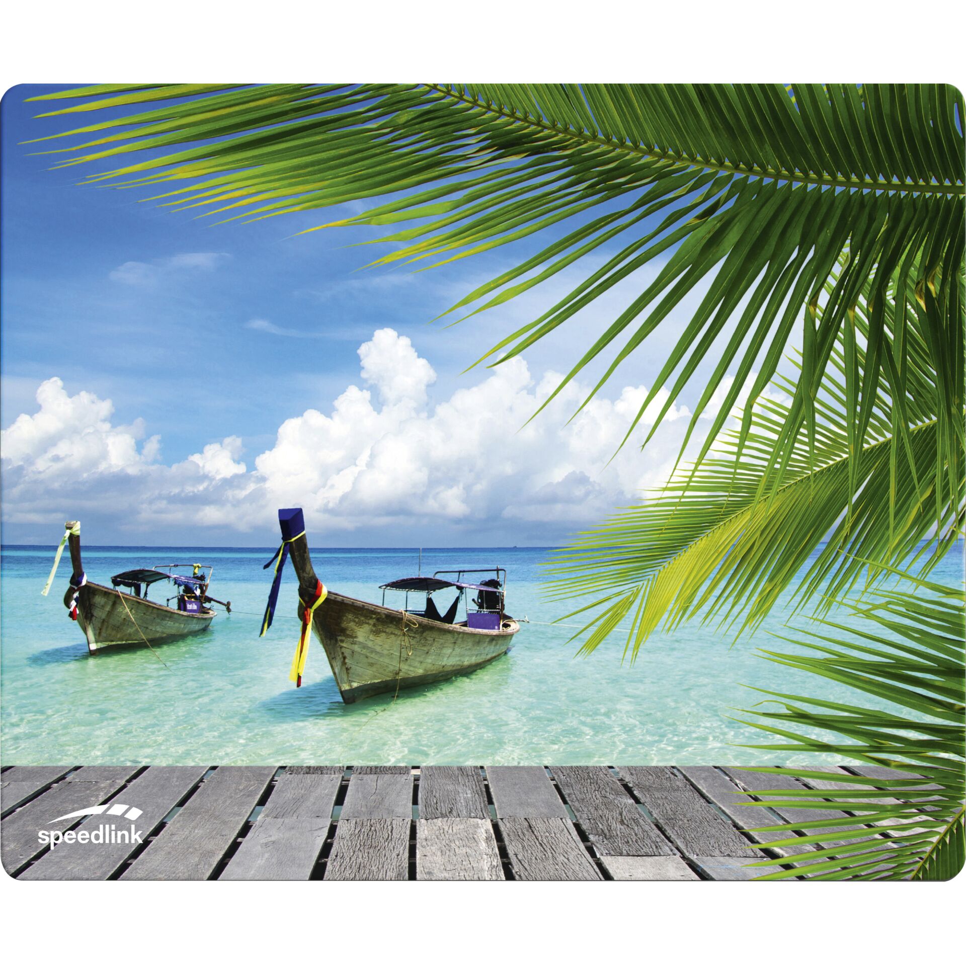 strand, tropisches landscape, boot, palme, boarder scenic
