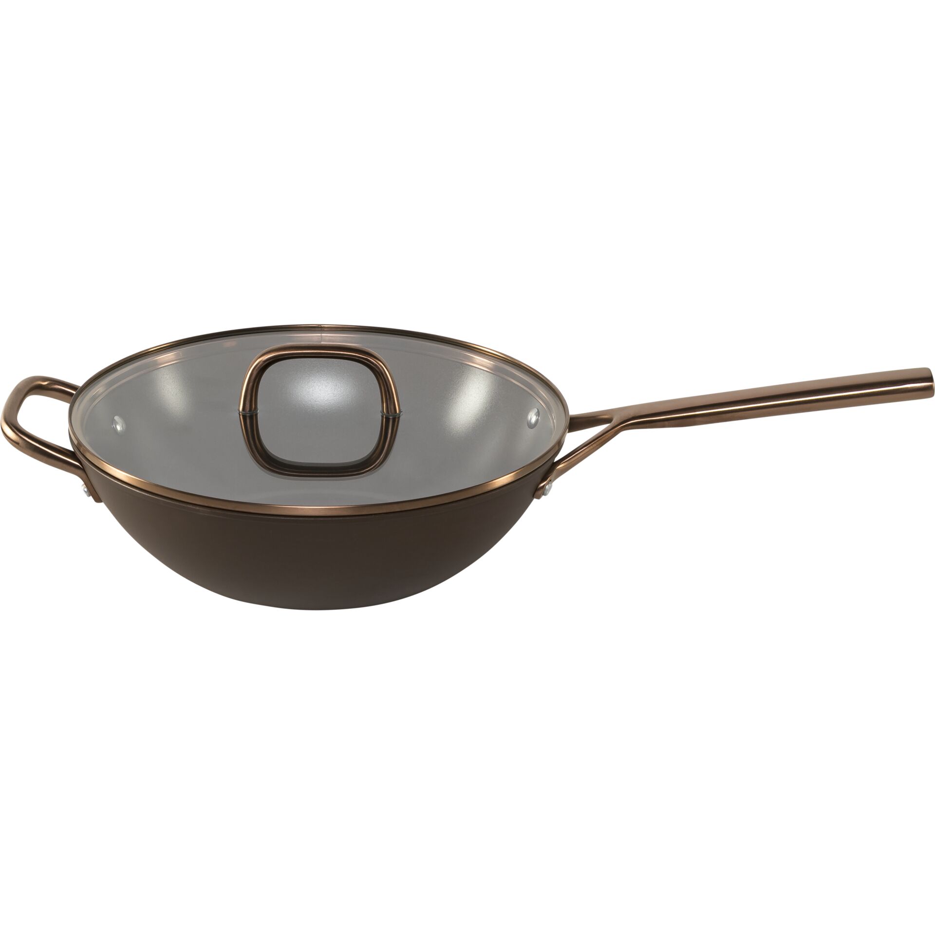 Pfannenwok, Bratpfanne, Glasdeckel, Edelstahl, Antihaft