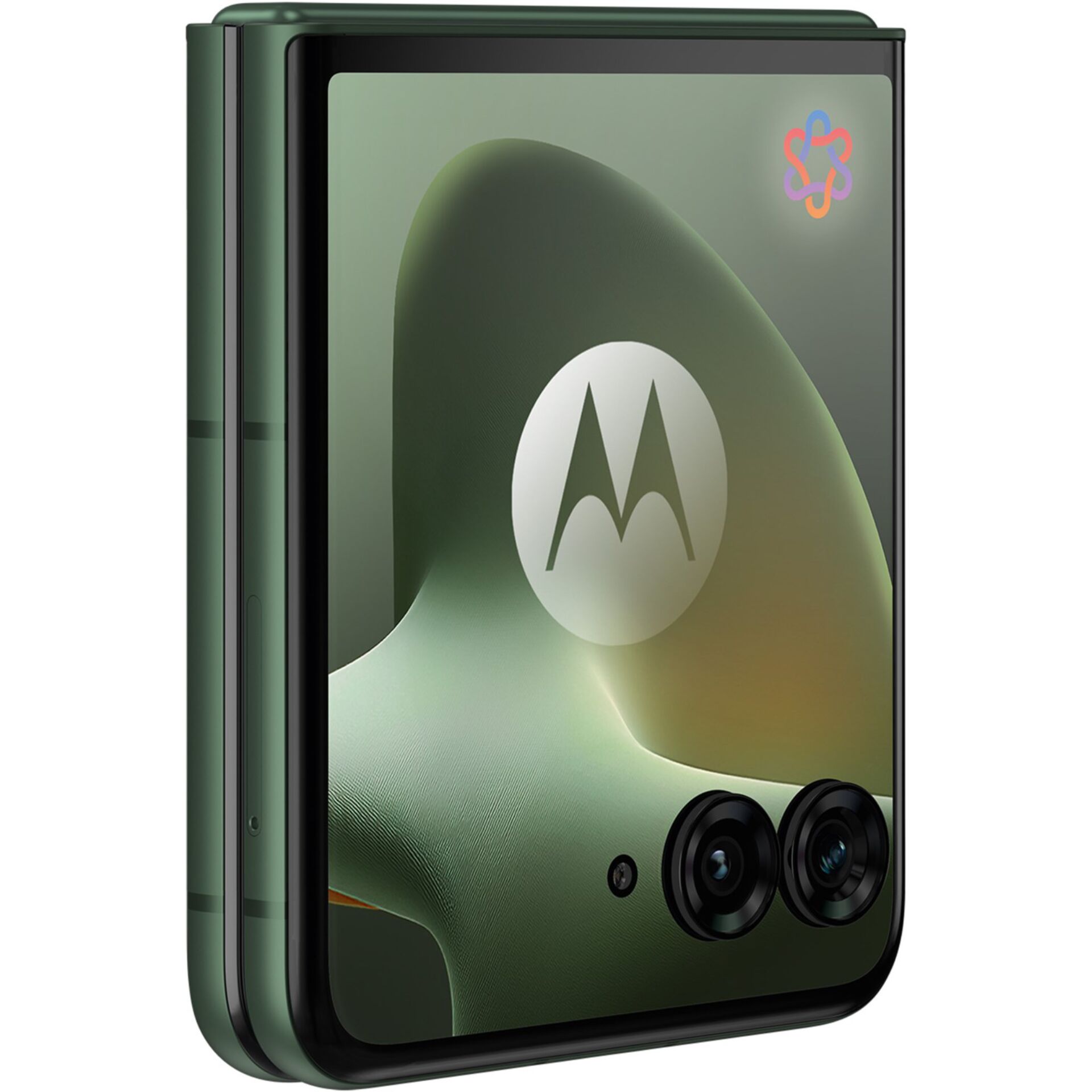 Foldable phone, Dual camera, Green color, Motorola, Smartphone case not visible