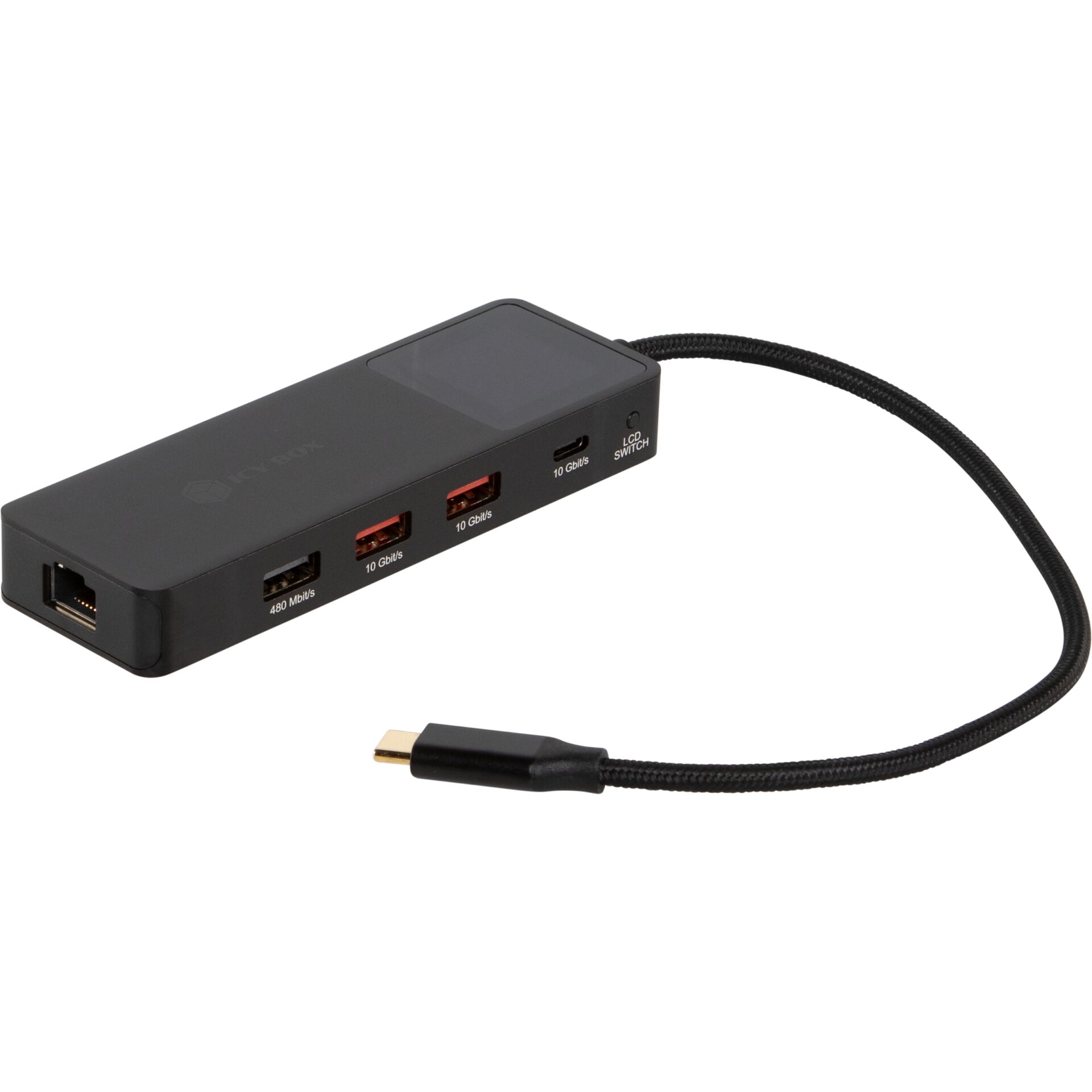 USB-Hub, USB-C-Hub, Universal-Hub, Ethernet RJ45, Schwarz