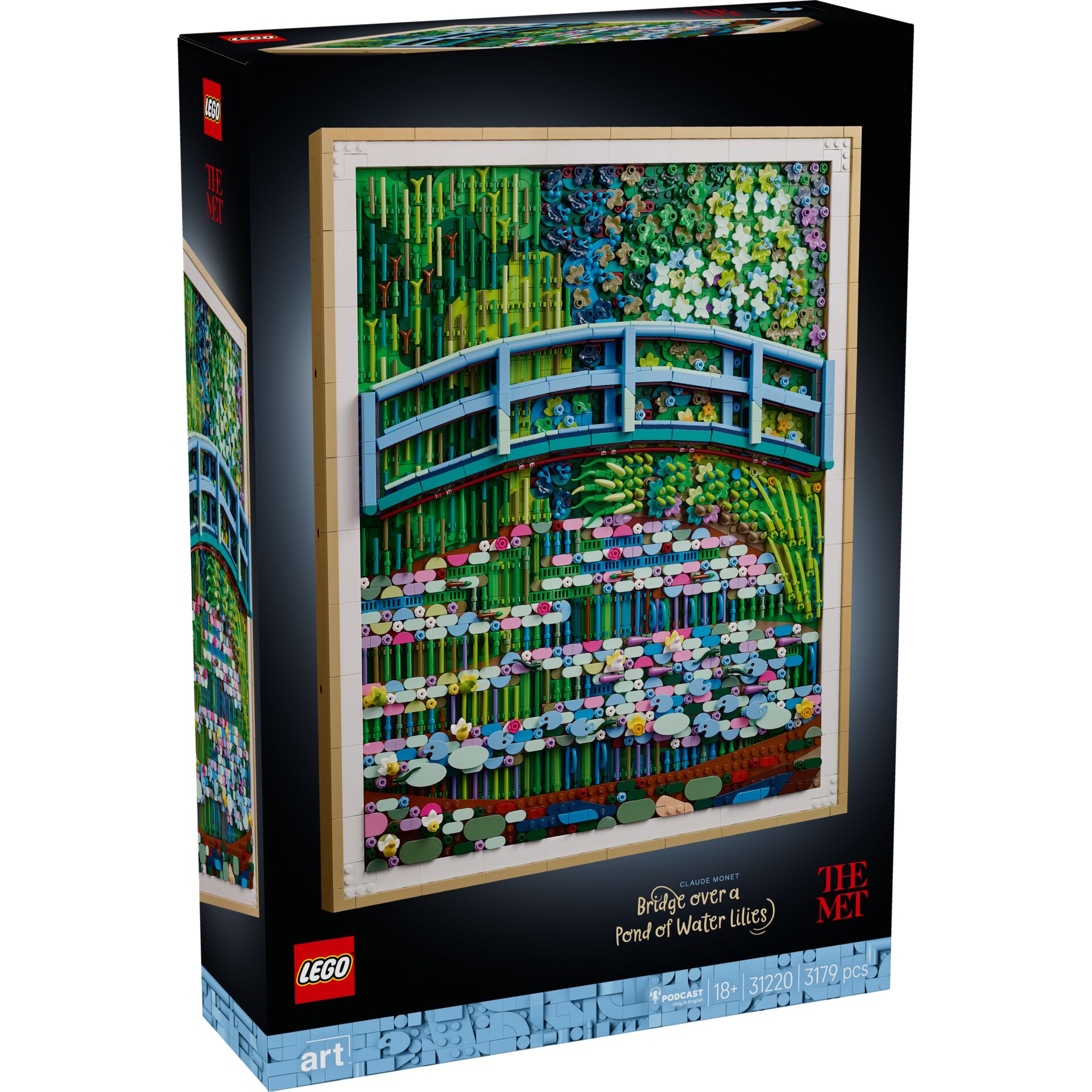 Lego Art, Brücke, Teich, Wasserlilien, Gartenszene
