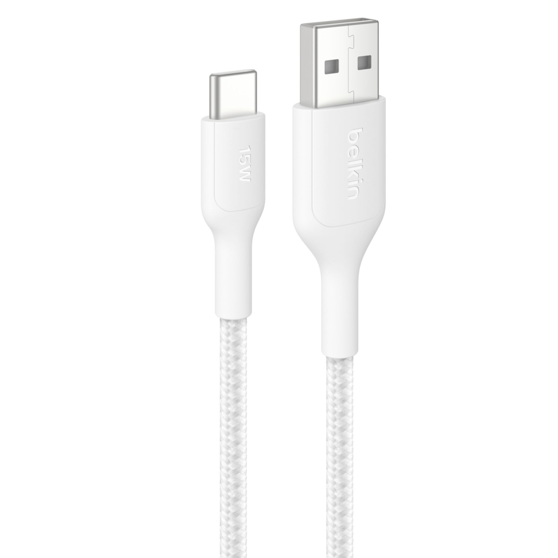 USB-C Kabel, Ladekabel, Weiß, geflochten, 15W