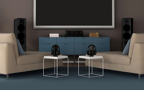 Heimkino, TV-M cabinet, Verstärker/ Lautsprecher, Kopfhörer, Sofas