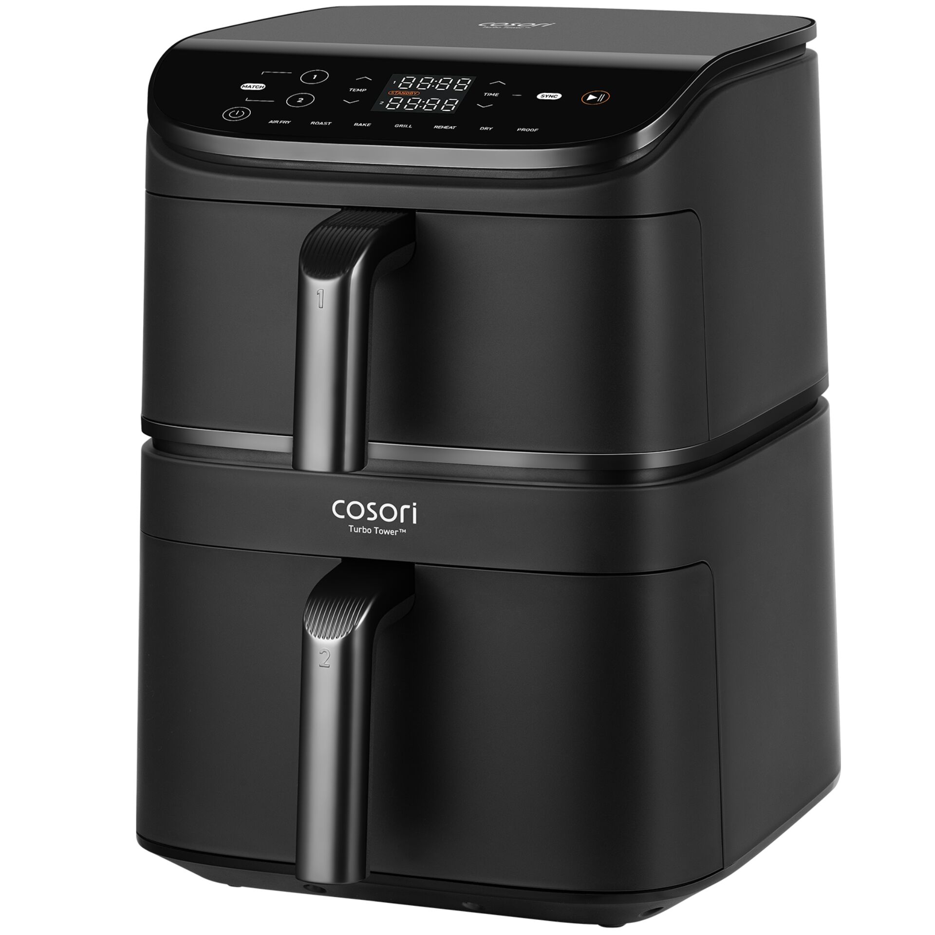 Air fryer, Twin basket, Digitale Steuerung, Nicht haftend, Schwarz