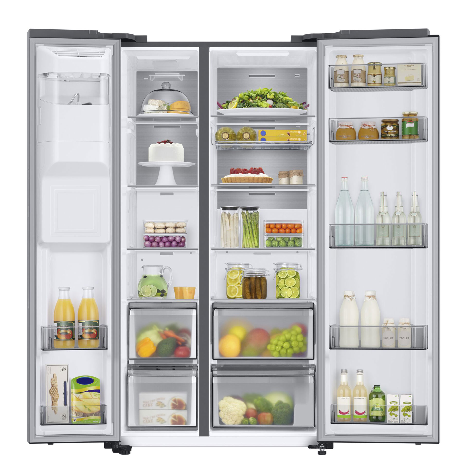 Seiten-kühlschrank, Kühlschrank, Lebensmittelaufbewahrung, Gefrierschublade, Glasböden