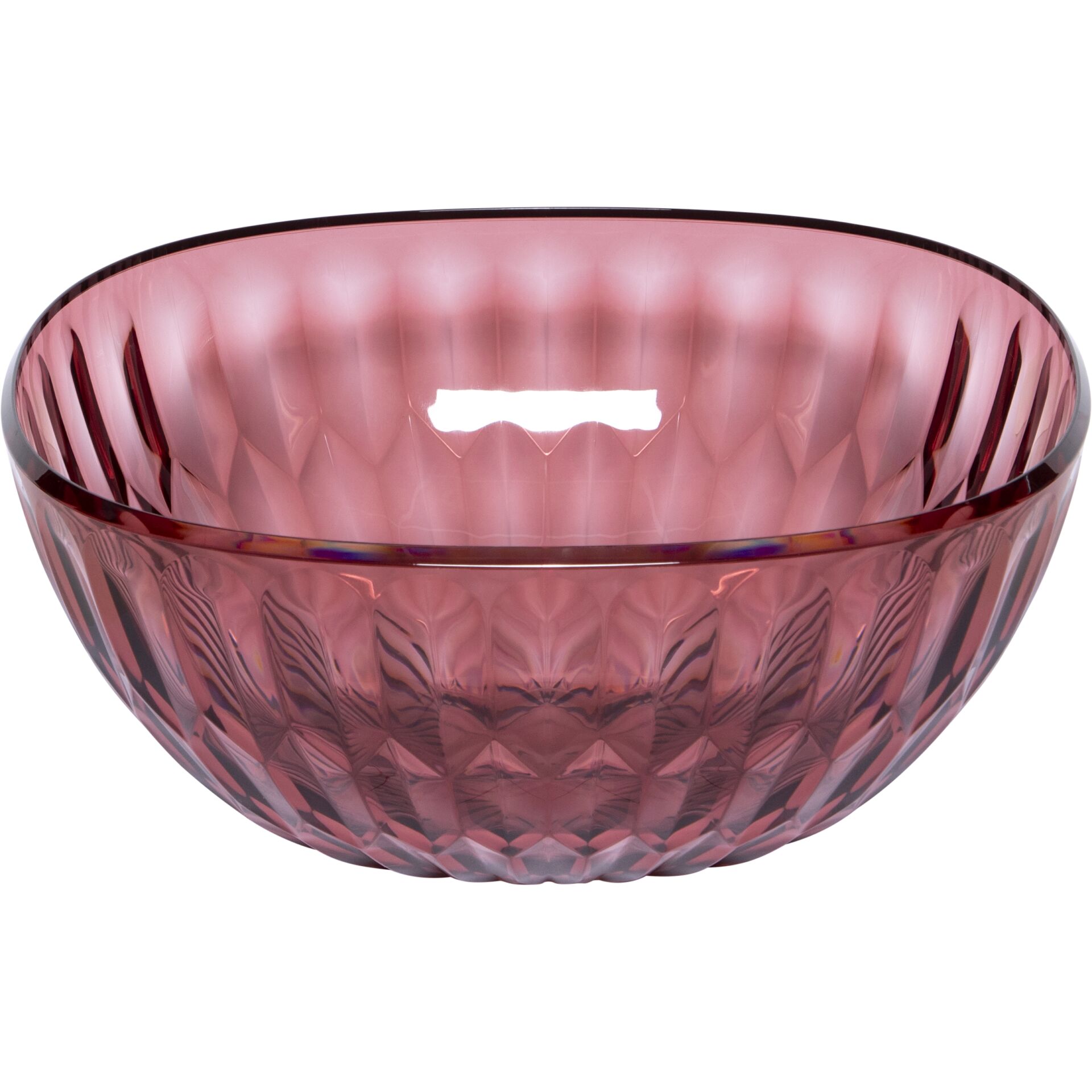 Schüssel, Glas, Rosenholz, Facettenstruktur, Durchsichtig