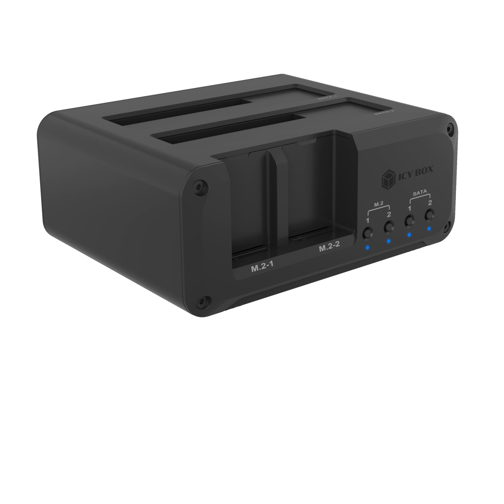 Dockingstation, Dual-Bay, USB-Ladegerät, M.2-Slots, Schwarz