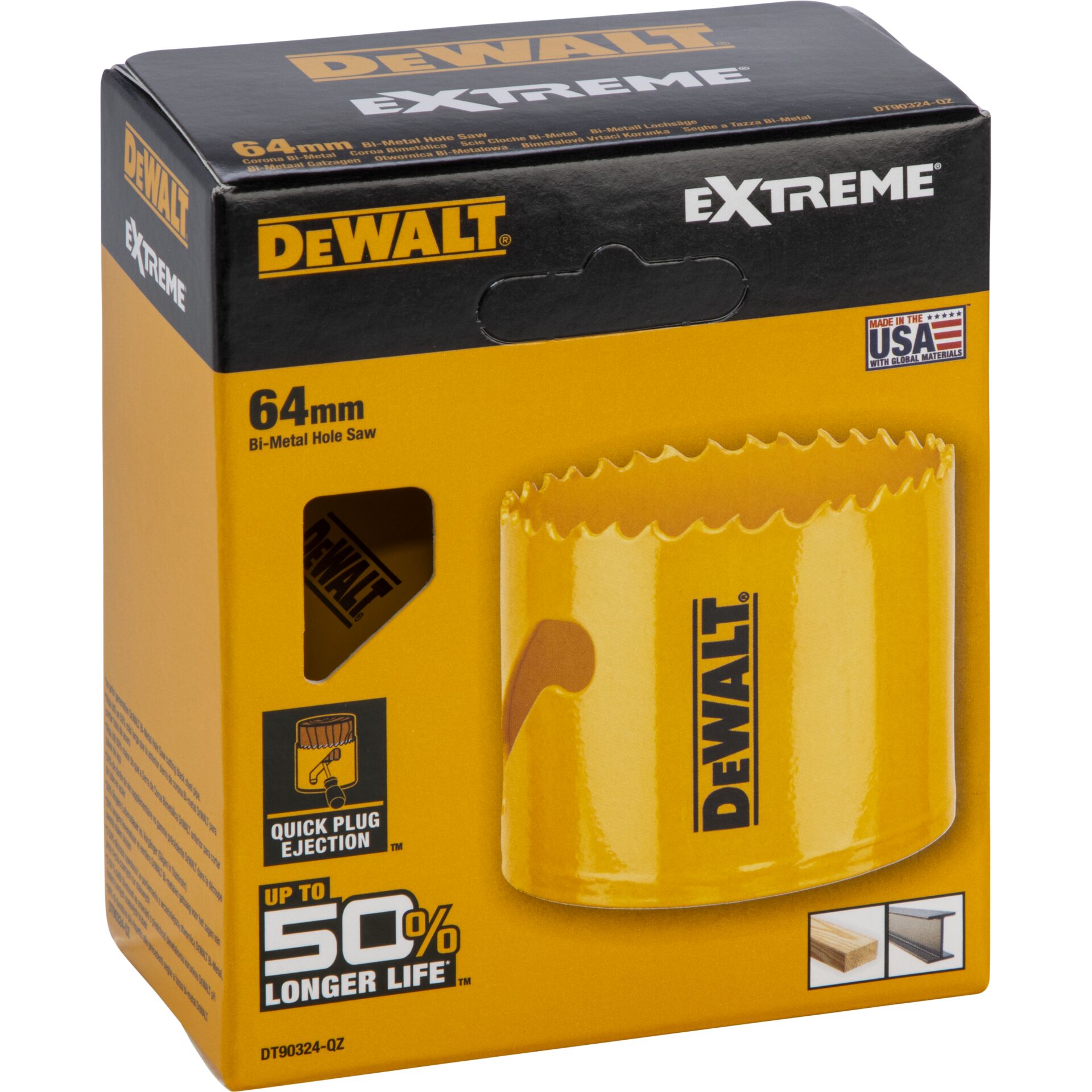 Bi-Metall Lochsäge, 64mm, Gelb, Säge, DeWalt Extreme