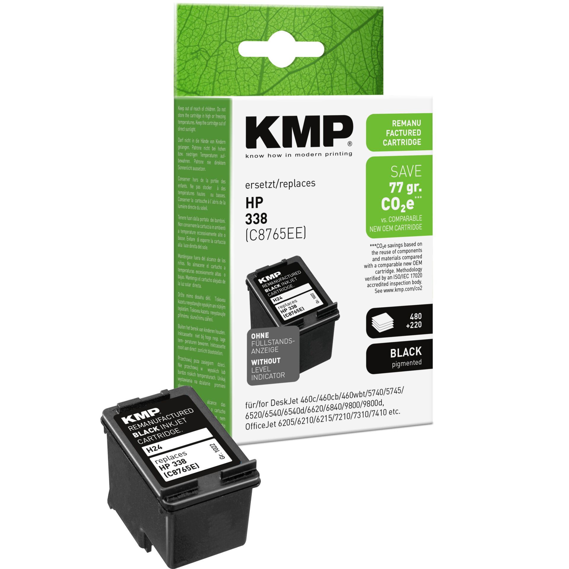 Adapter, Elektronik, QR Code, Tintenpatrone, HP Tintenpatrone, KMP Remanufactured, Schwarz Pigmentiert, Cartridge