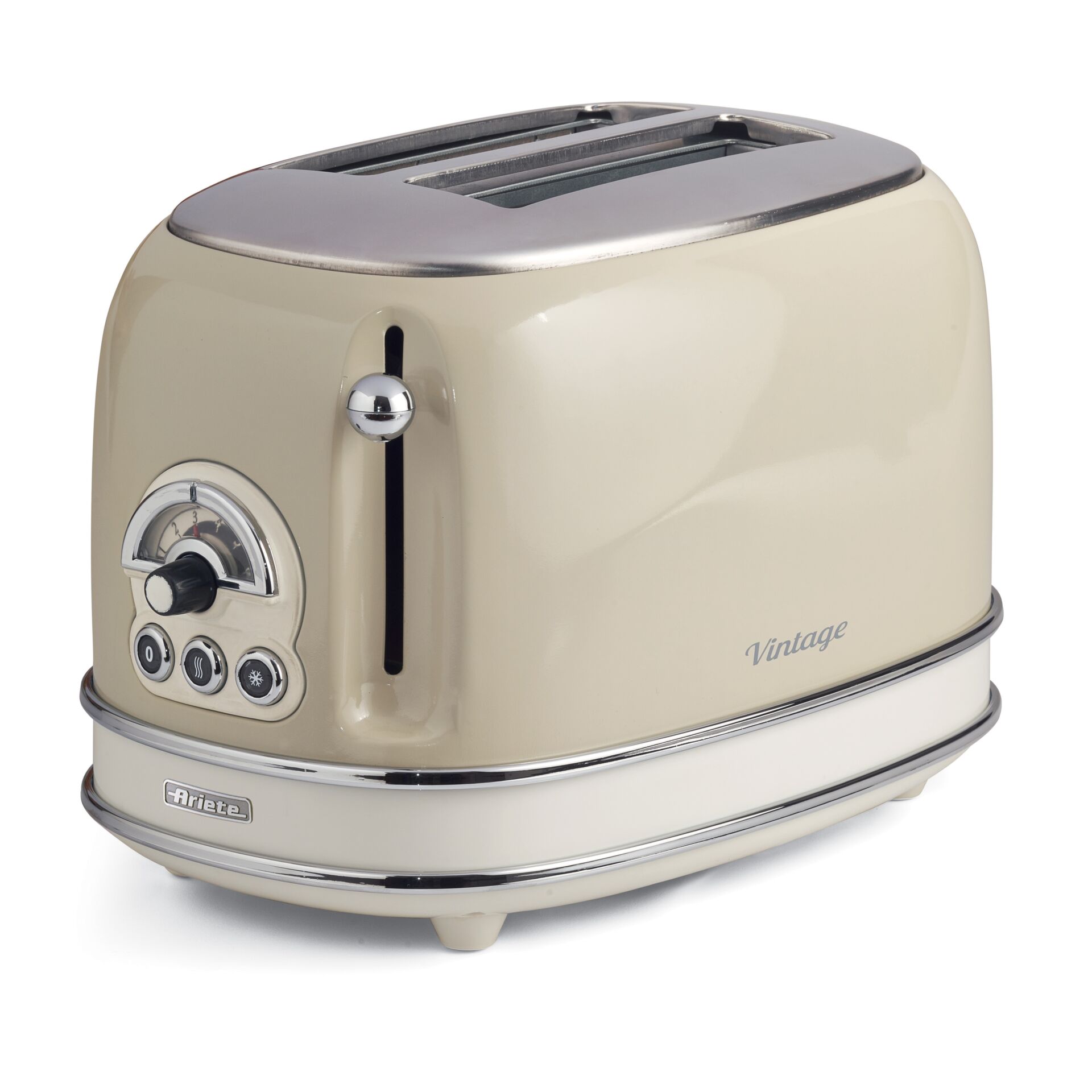 Toaster, Beige, Retro, Zweischeiben, Chromverzierung