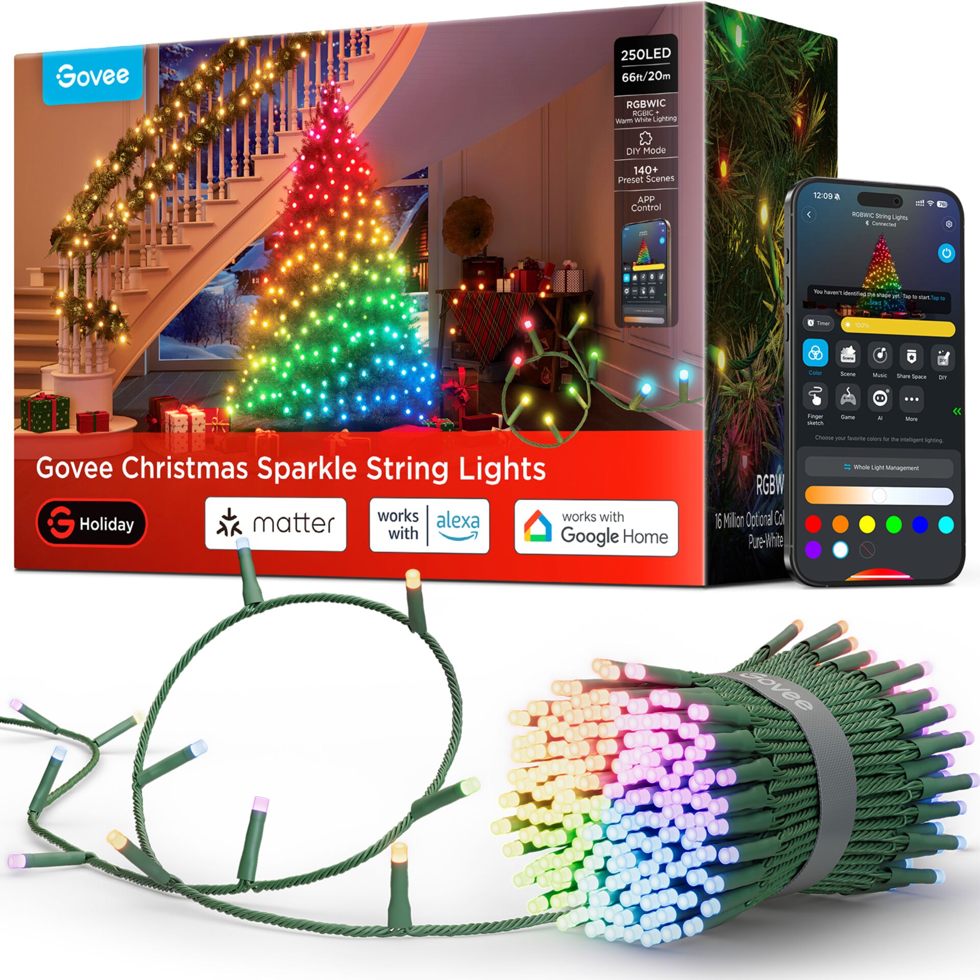 LED-Lichtkette, Christbaumbeleuchtung, RGB-Lichter, multicolor, Wohnaccessoire