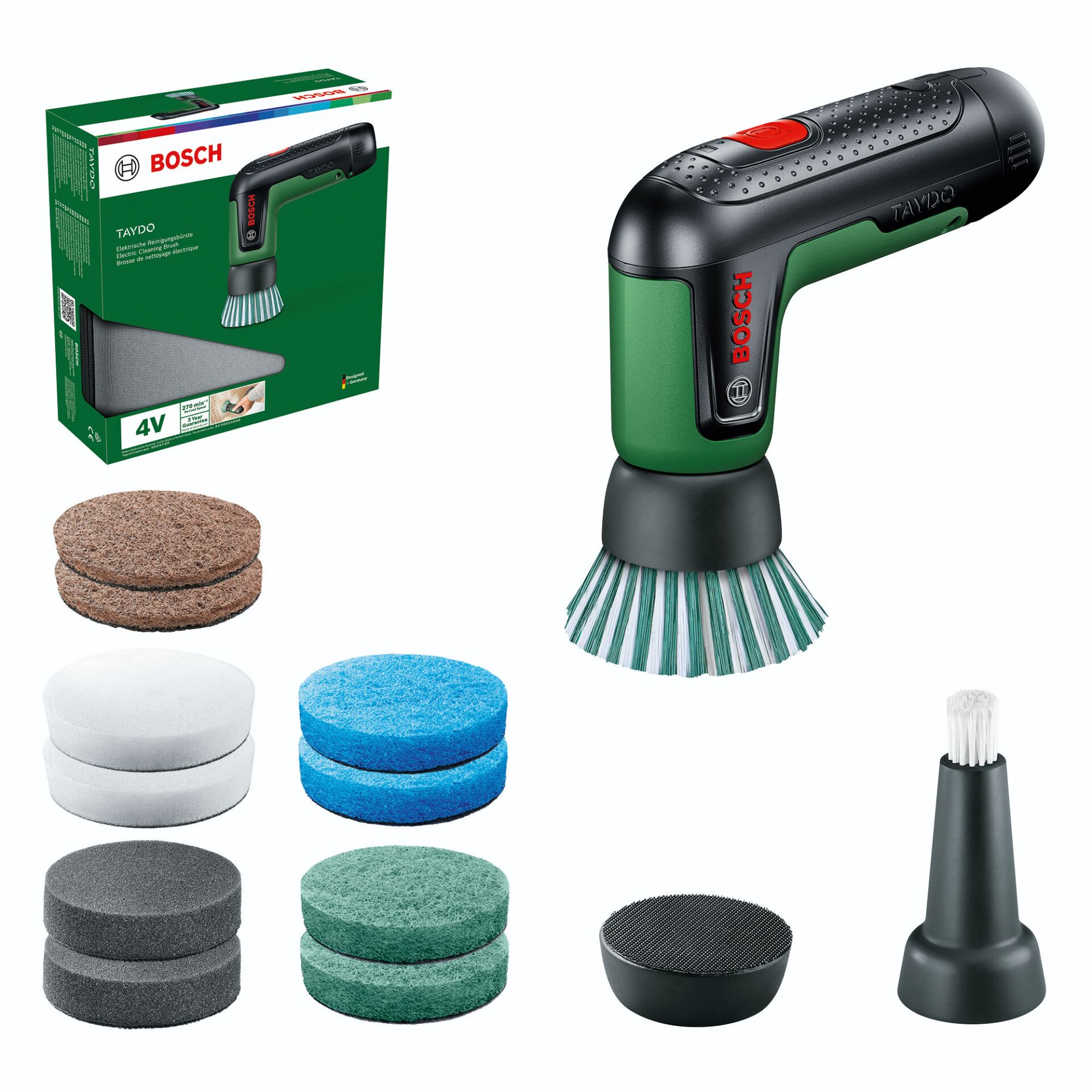 Akku-Schleifer, Taydo, Reinigungsset, Schleifscheiben, Polierpads