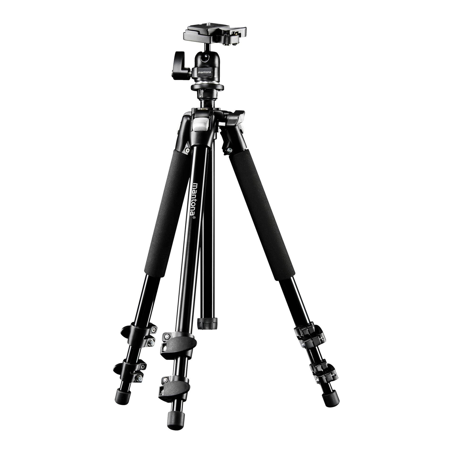 Stativ, Foto-Stativ, Dreibein, Kunststoff, Schwarz, Stativ, Dreibein, Kugelkopf, Kunststoffgriffe, Aluminium-Stativ, Stativ, Dreibein, Kamera, Schulterstütze, Gepolsterte Griffe