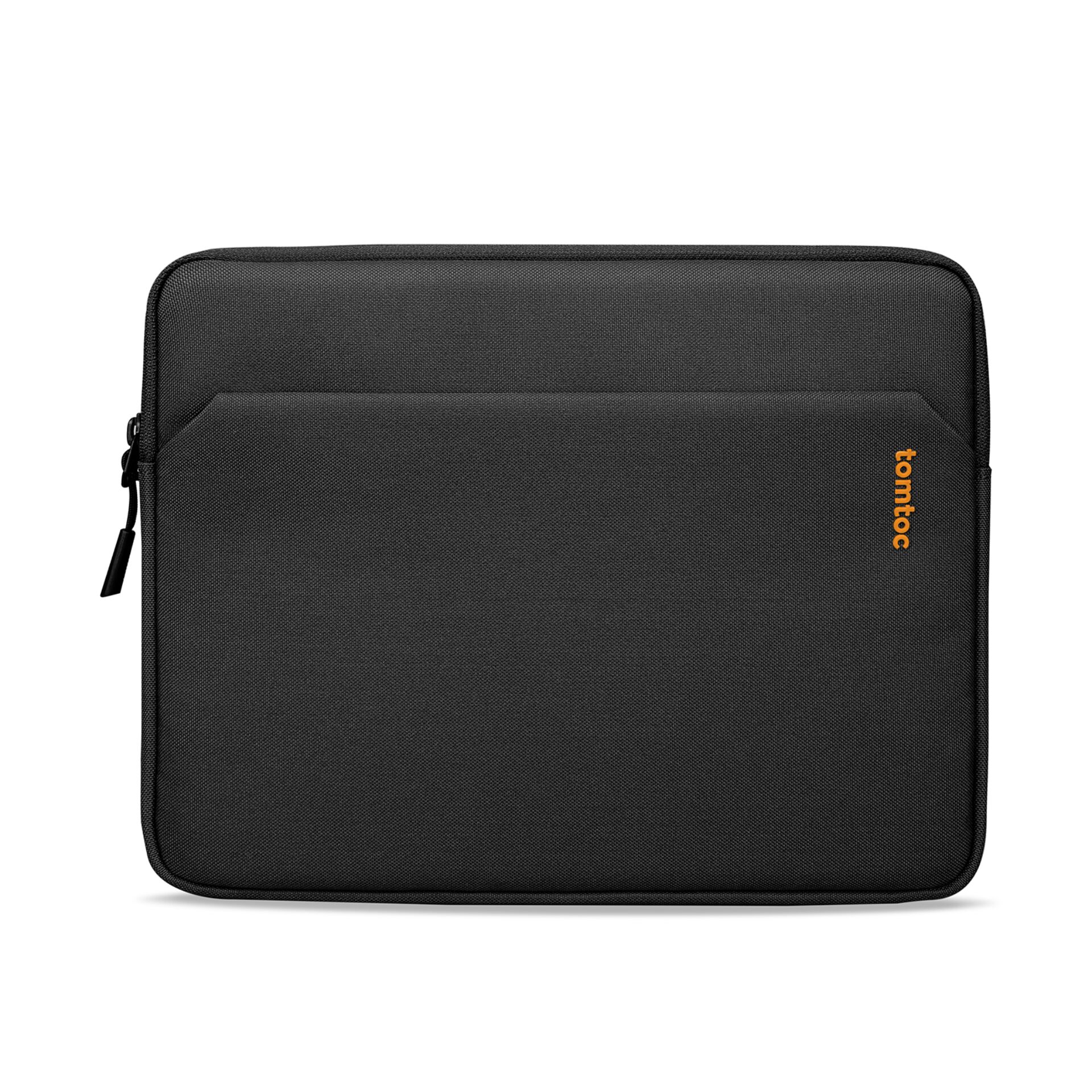 tablet sleeve, Neoprene, Schwarz, Reißverschlussfach, orange Text Marke sichtbar