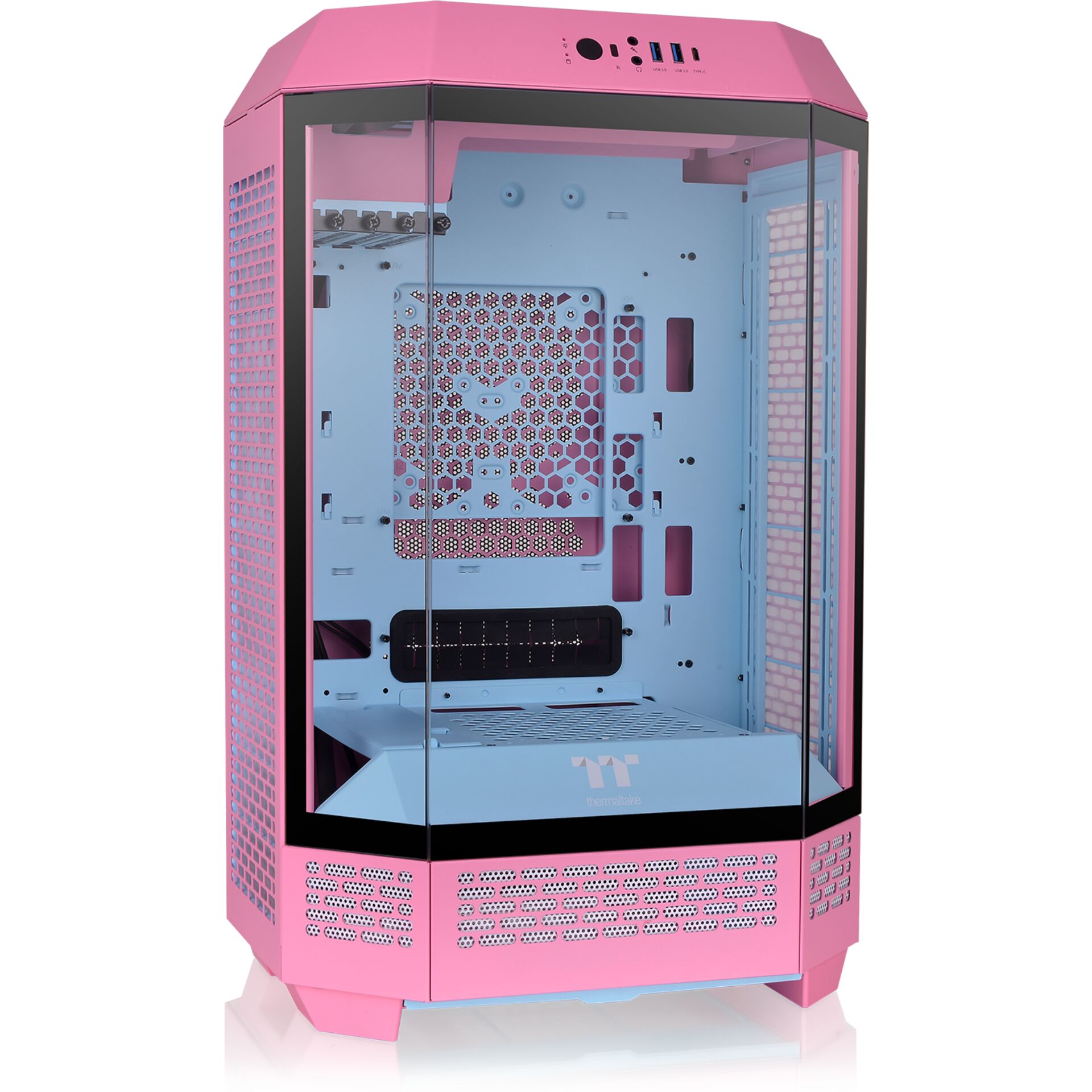 PC-Gehäuse, Midi-Tower, Pink, Gitterfront, Seitenfenster
