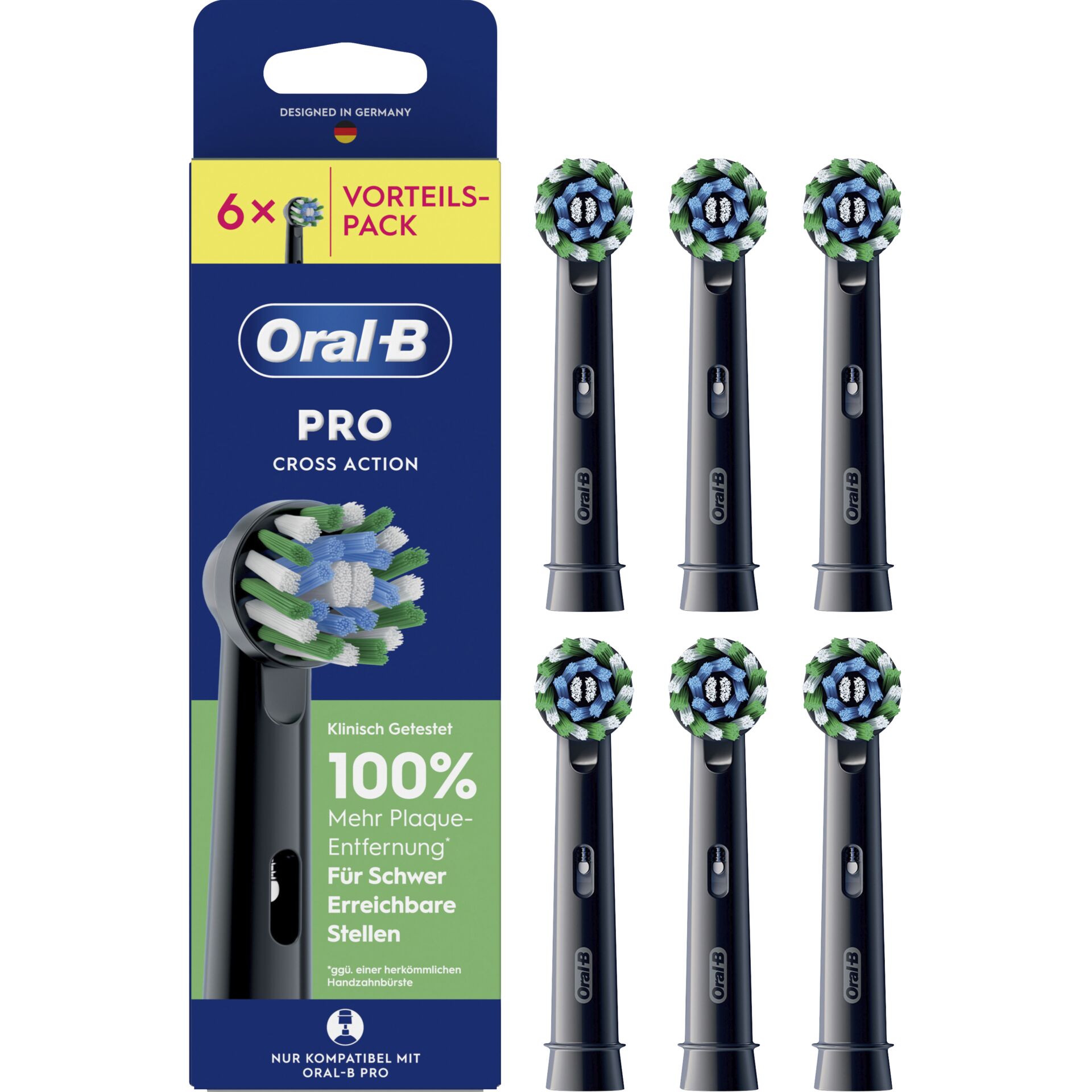Schallzahnbürsten-Aufsatz, Bürstenkopf, Oral-B Pro, Kreuzaktion, 6er Pack