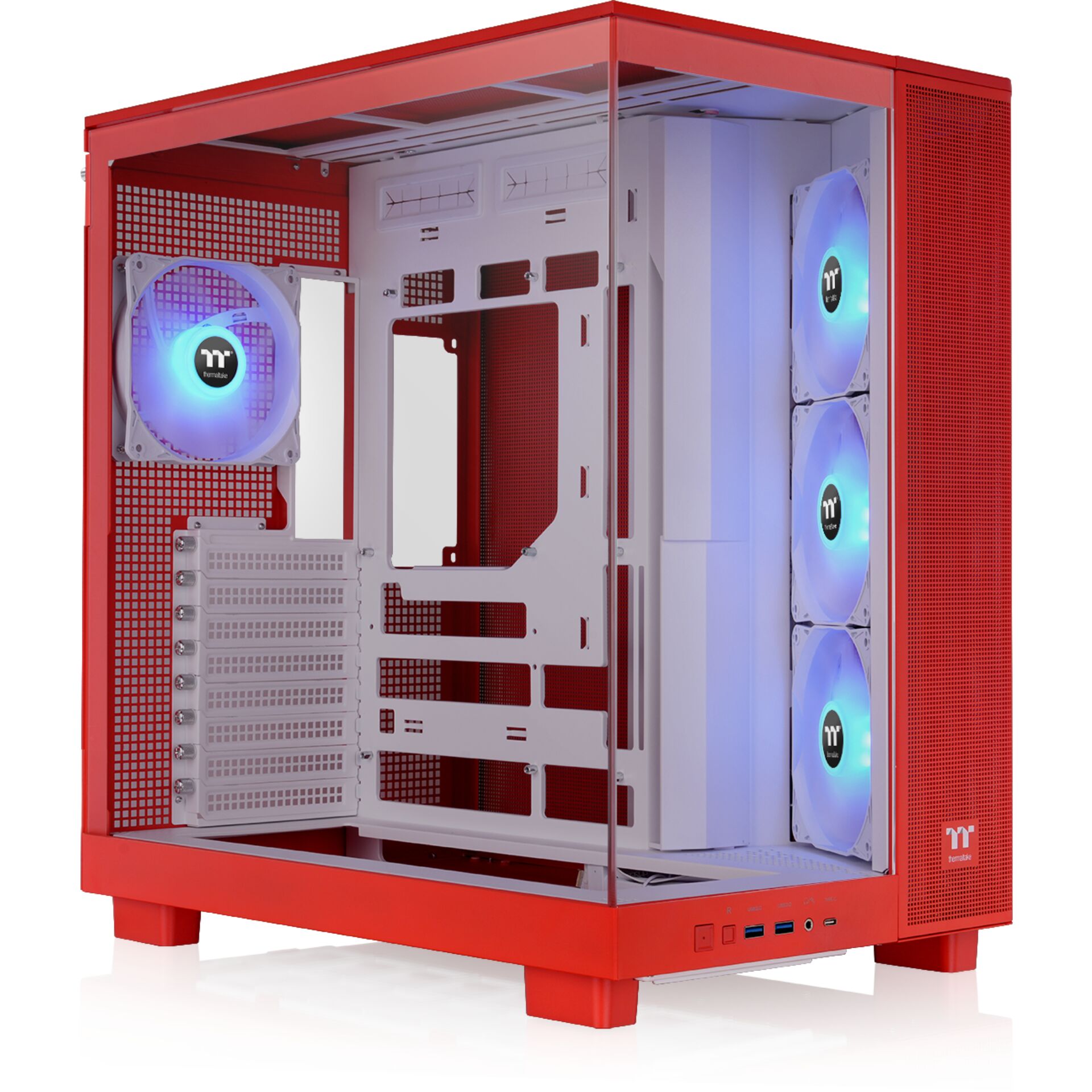 PCgehäuse, Mid-Tower, rotes Gehäuse, RGB-Lüfter, Mesh-Front