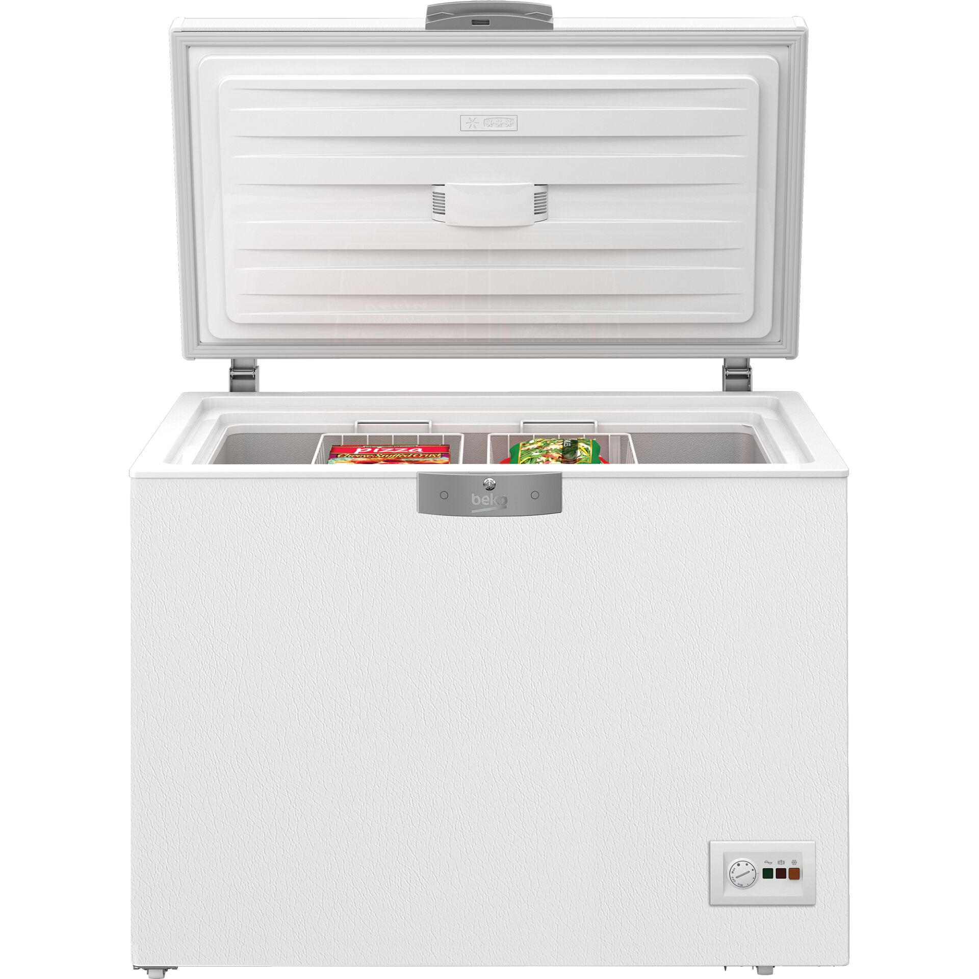 Standkühlschrank, Unterbau-Eisfach, Weiß, Top-Ladeklappe, Temperaturanzeige