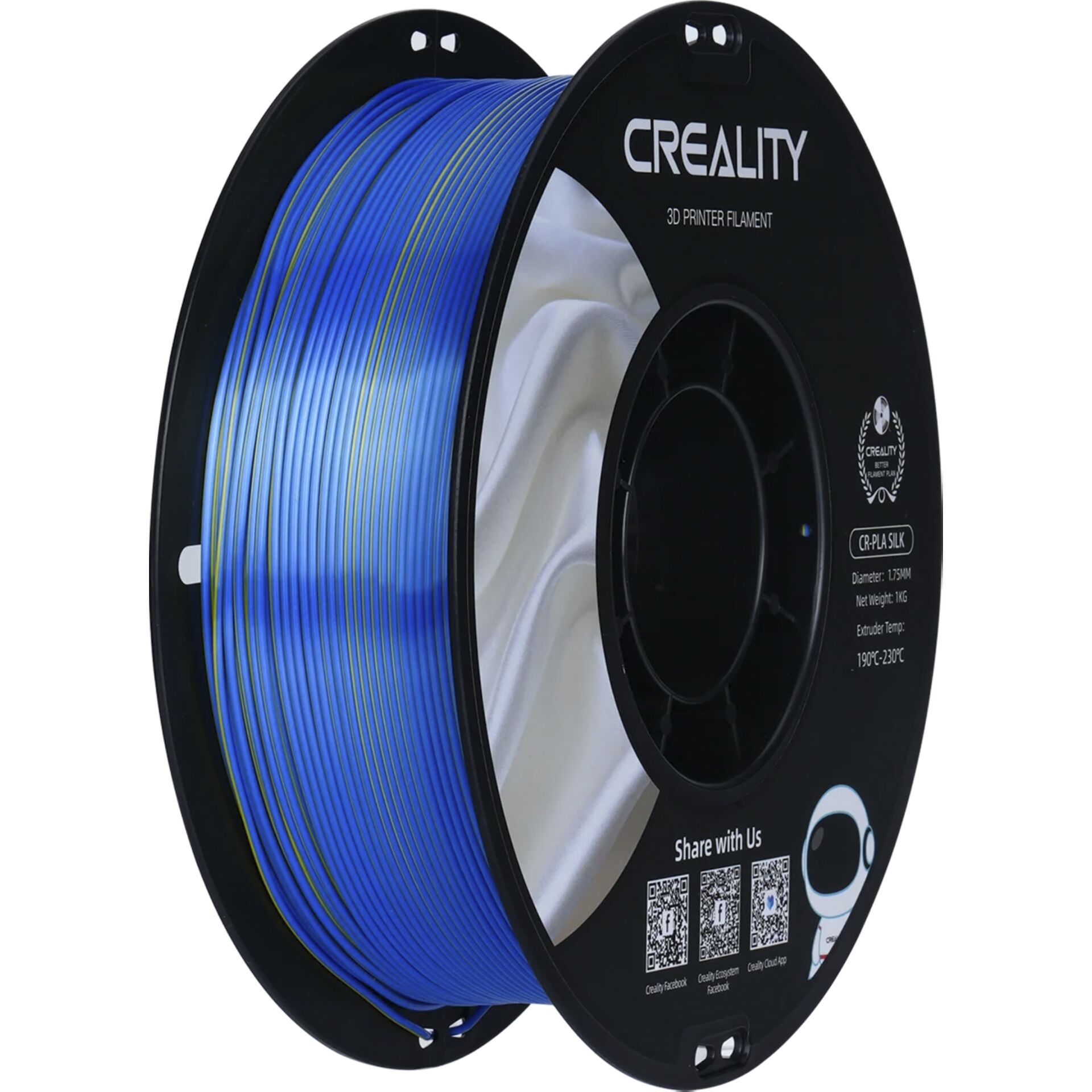 3D-Druck-Filament, PLA-Silk, Blau, Filament-Spule, Druckmaterial