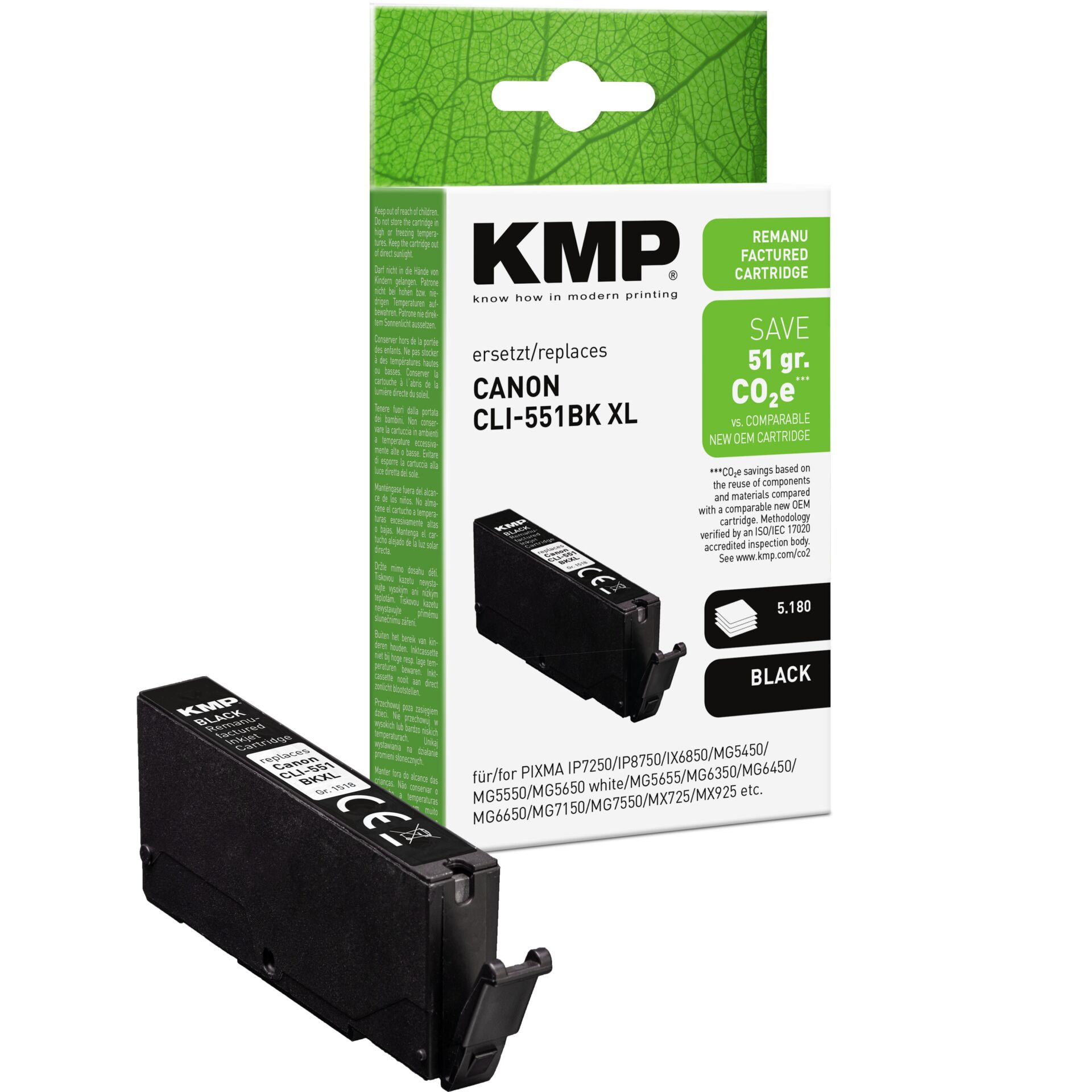 Tintenpatrone, Canon, Schwarz, XL, KMP Ersatz