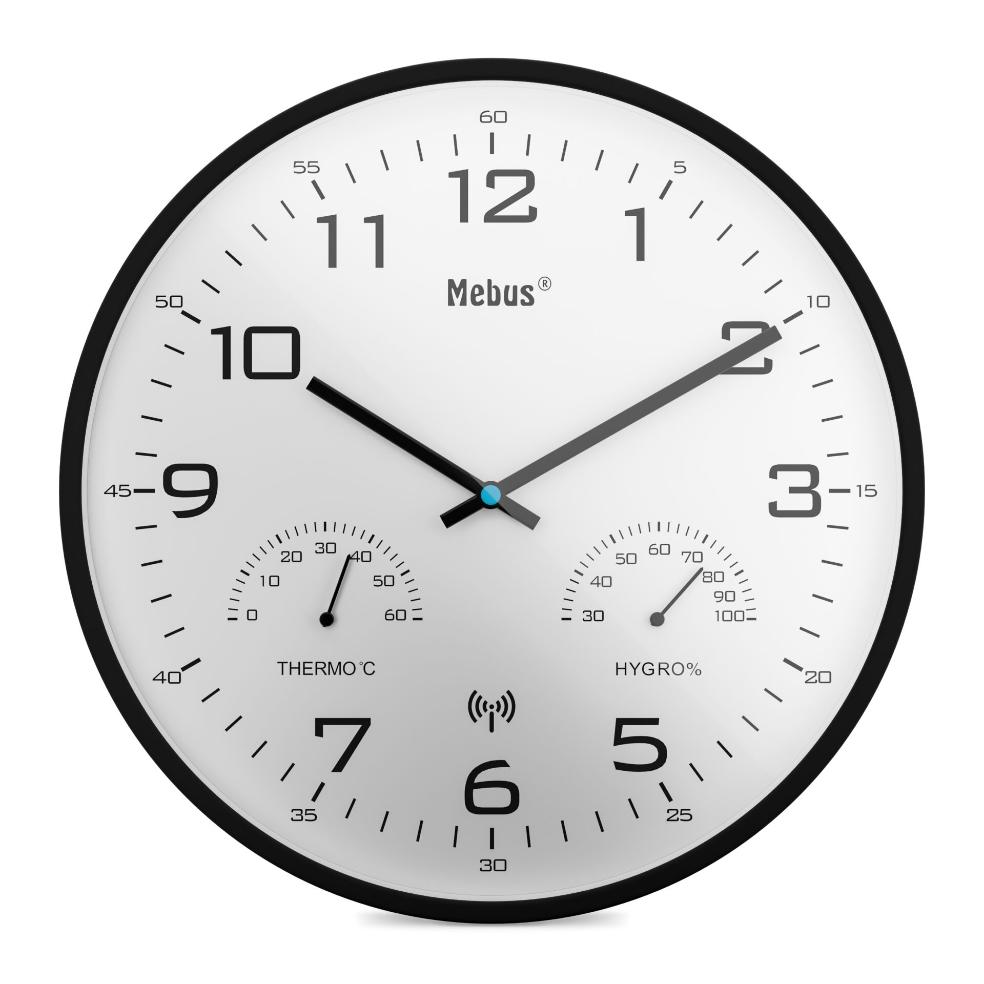 Wanduhr, Quarzuhr, Analoguhr, Großes Ziffernblatt, Thermohygro-Messung