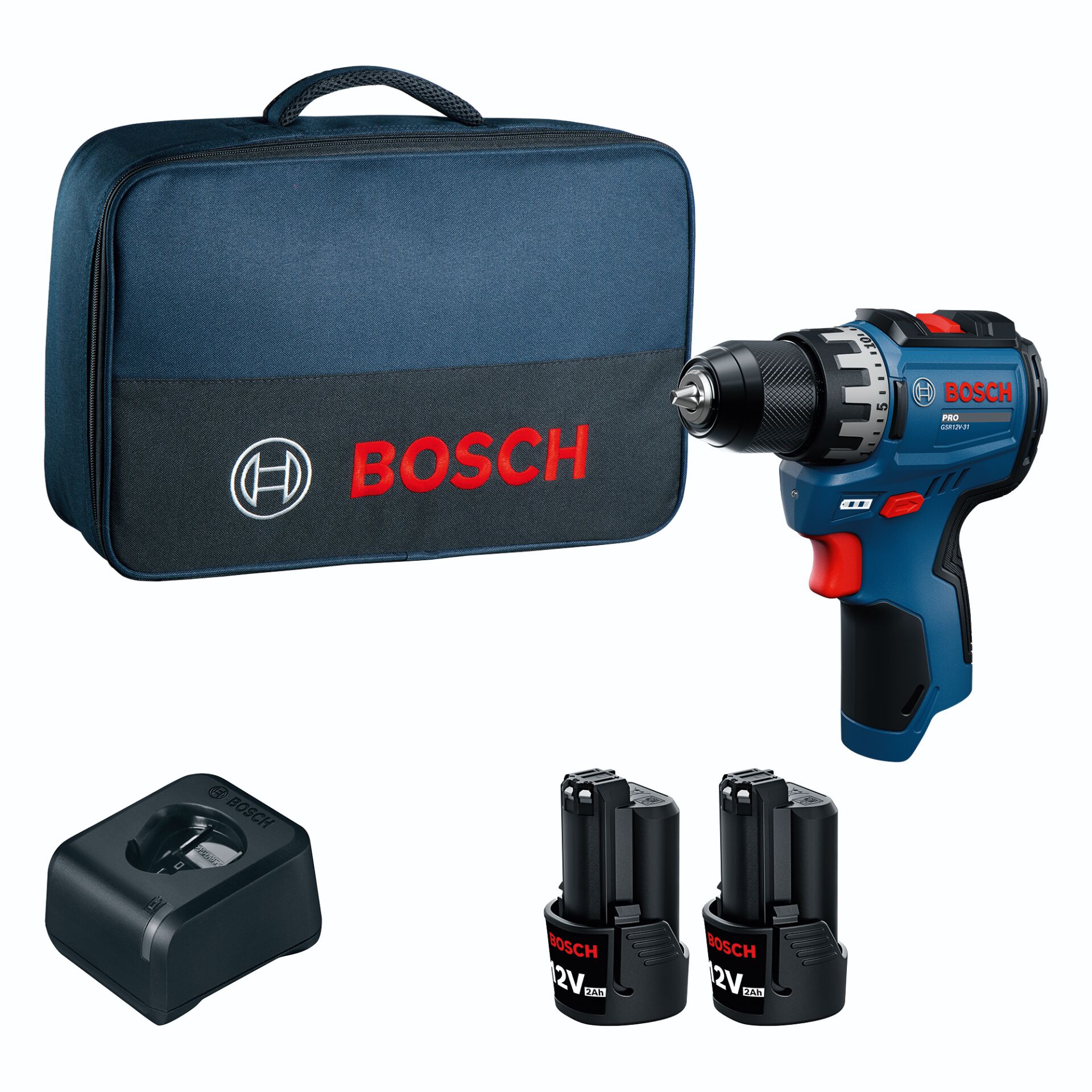 Akkuschrauber, Bohrmaschine, Bosch, Koffer, Batterien