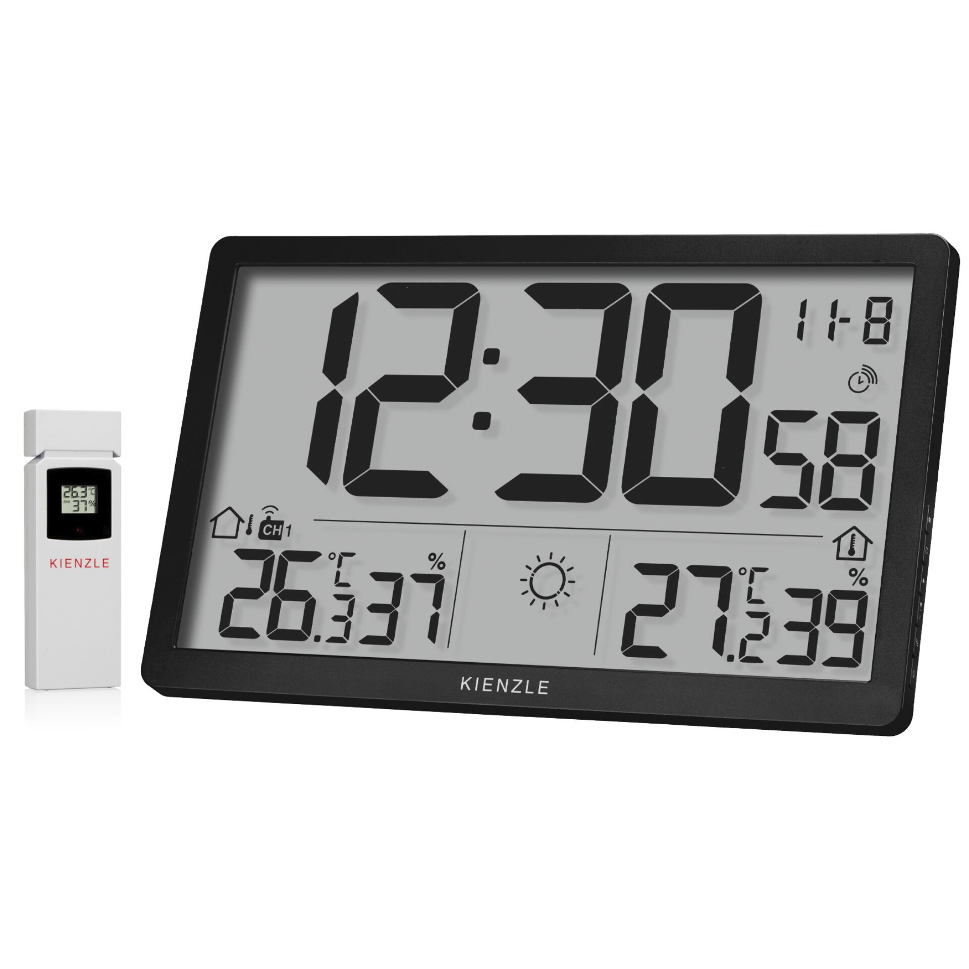 Digitaluhr, LCD-Anzeige, Wetterstation, Temperaturanzeige, Wanduhr