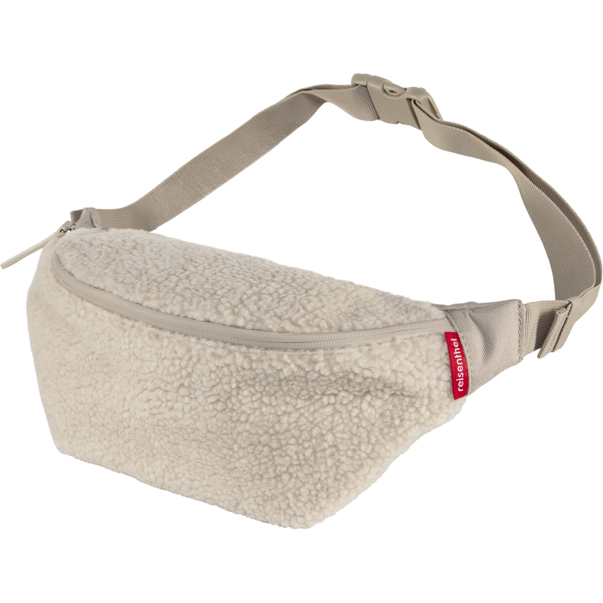 Fleece-Tasche, Hüfttasche, Beige, Gurt, Reißverschluss