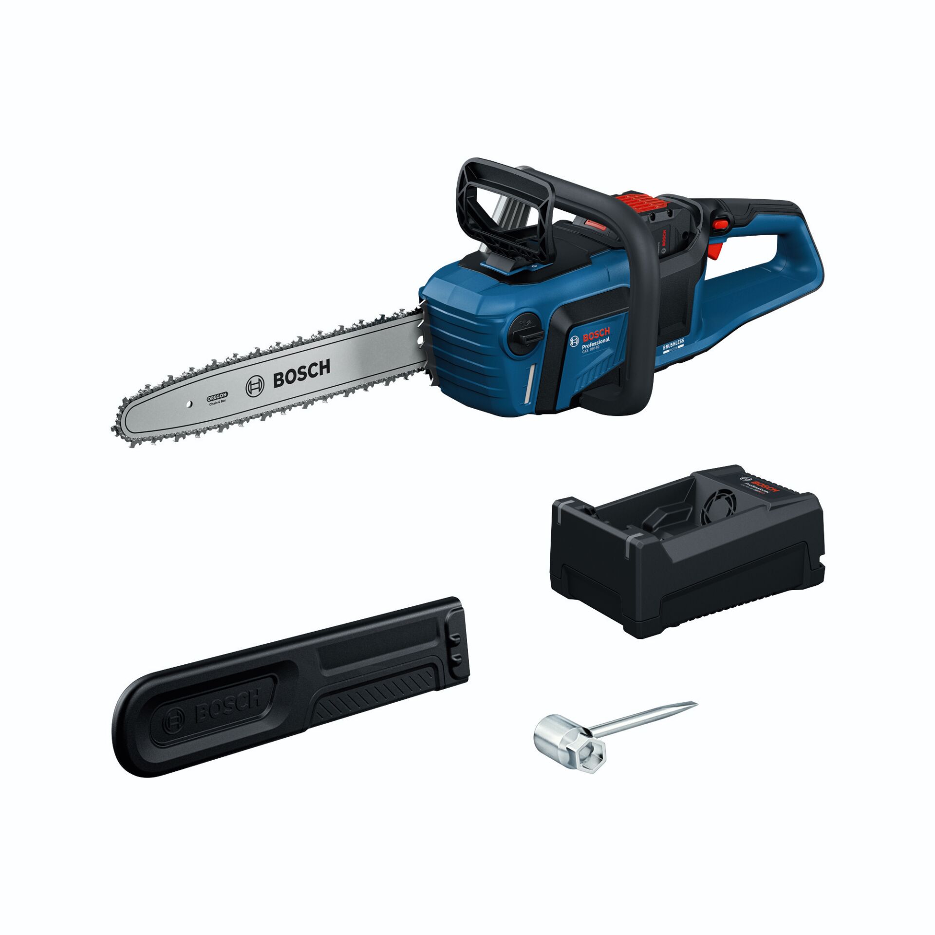 Kettensäge, Akku-Säge, Batterie, Sägekette, Ladegerät