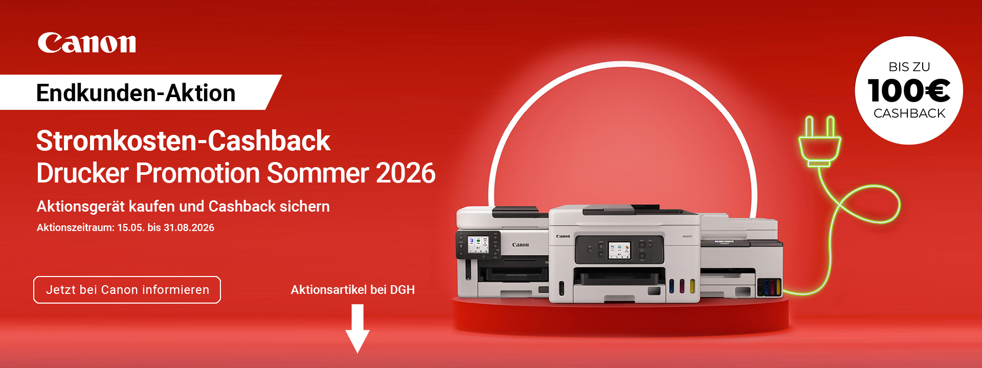 Drucker, Printer, Canon, Multifunktionsdrucker, Kassette, Kassensystem, Drucker, Promotionsbanner, Canon, Stromkosten-Cashback