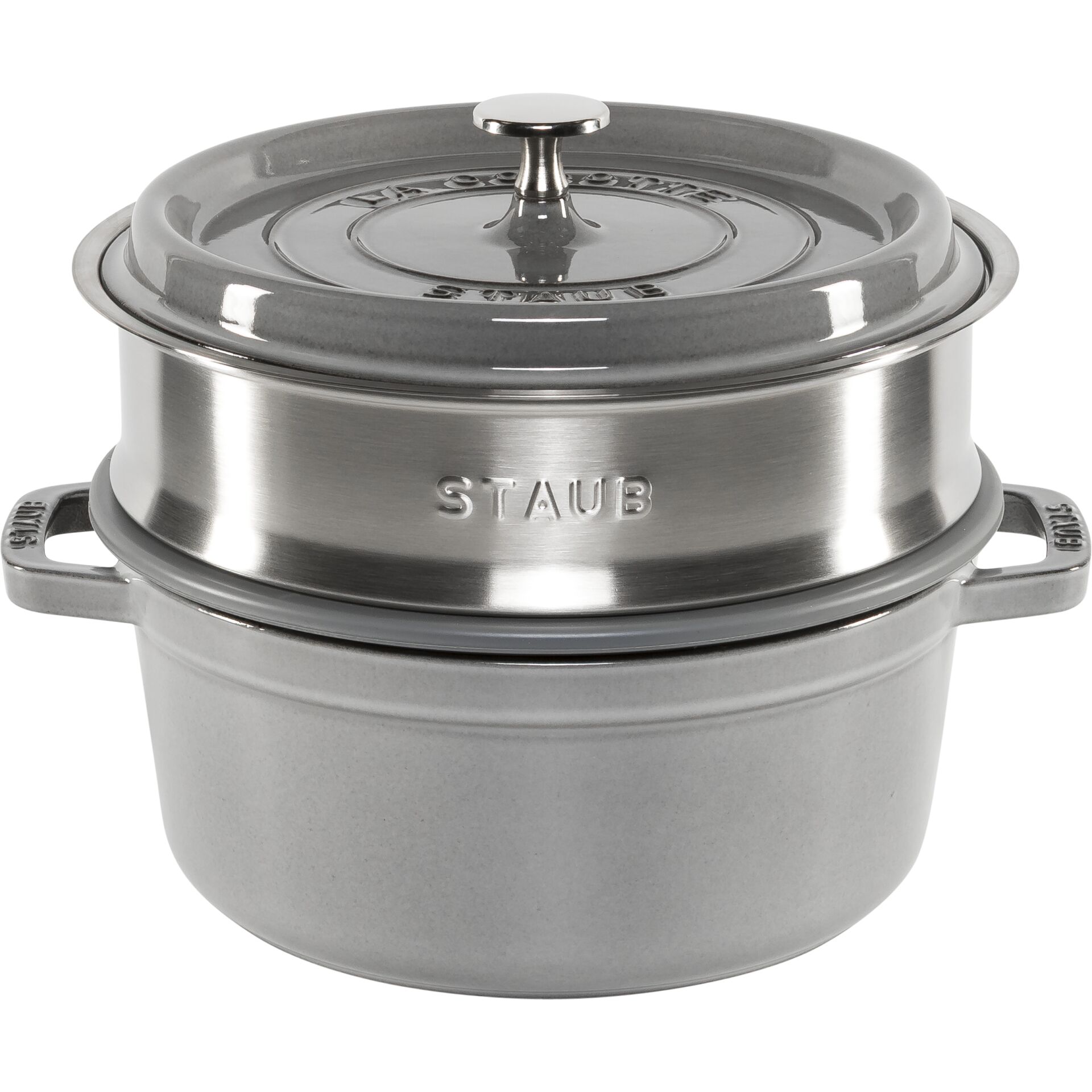 Topfset, Stapelbarer Deckel, Stahl, Casserole, Induktionsgeeignet