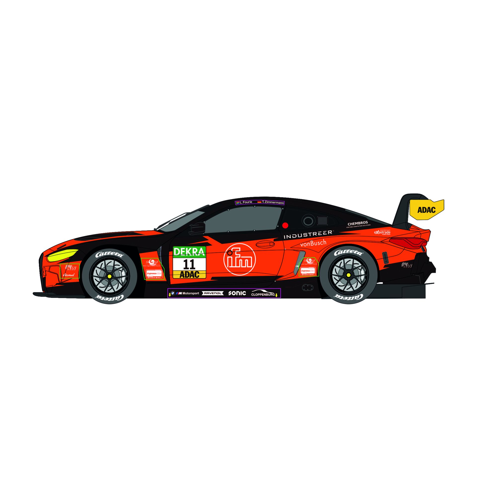 rennwagen, sportwagen, rot-schwarz, rennwagen-aufkleber, ADAC-Logo