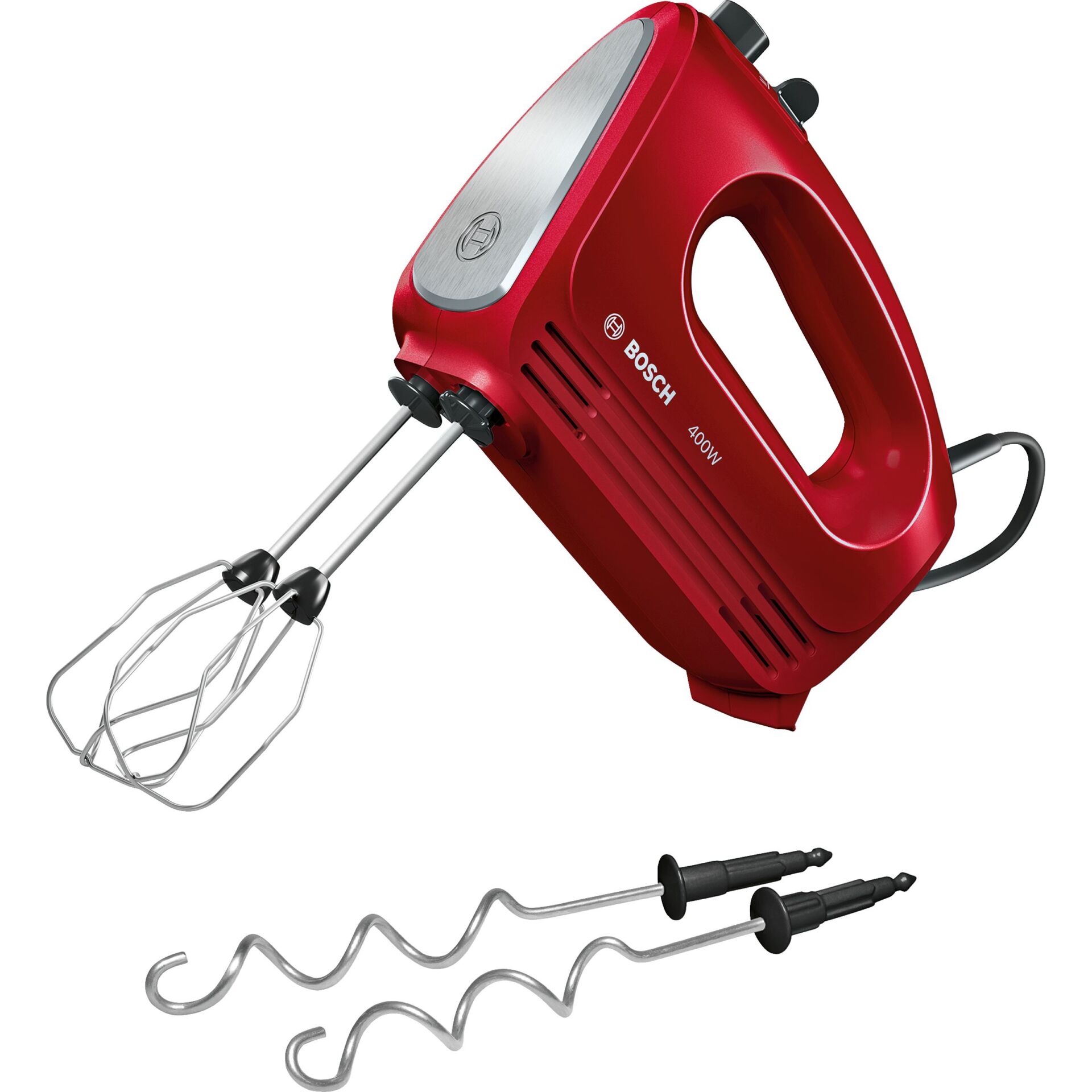 Handmixer, Schlägeraufsätze, Edelstahl-Schläger, Rotes Gerät, 400W