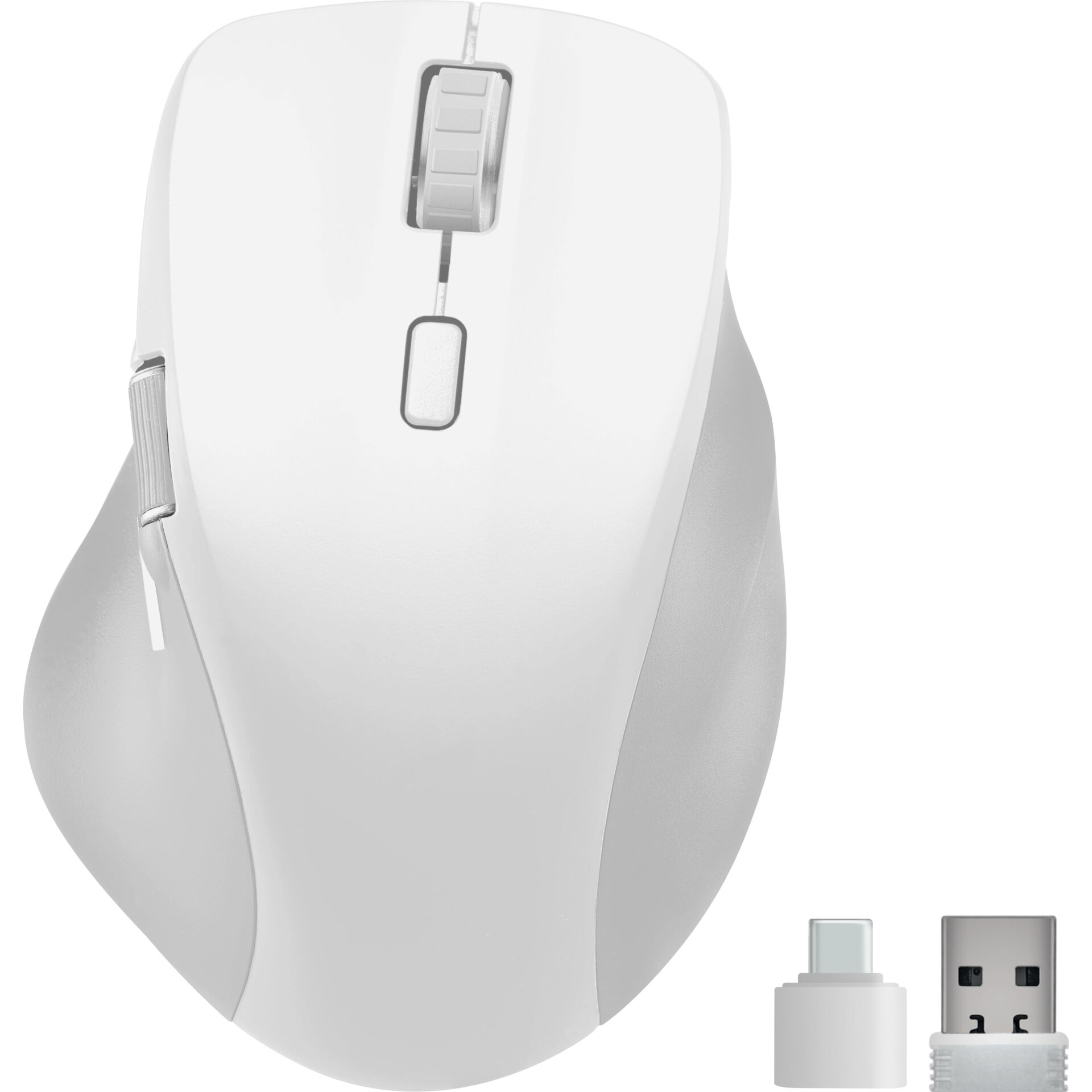 Maus, Kabellos, USB-C, weiße Farbe, Ergonomisch