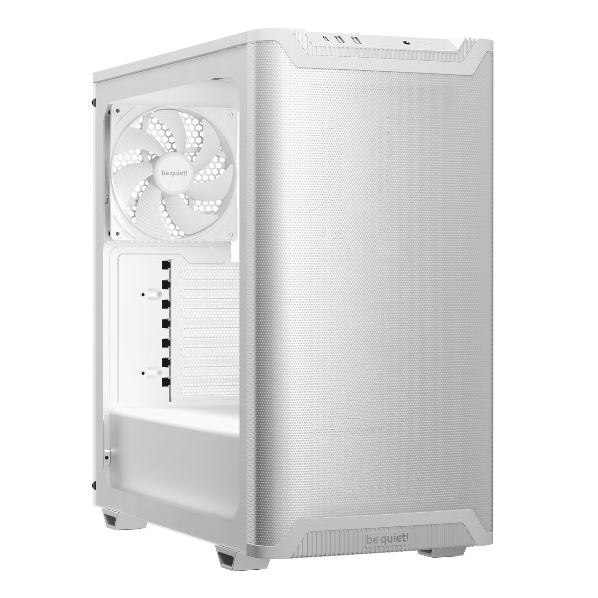 PC-Gehäuse, Midi-Tower, Weiß, Mesh-Front, Seitenwand offen