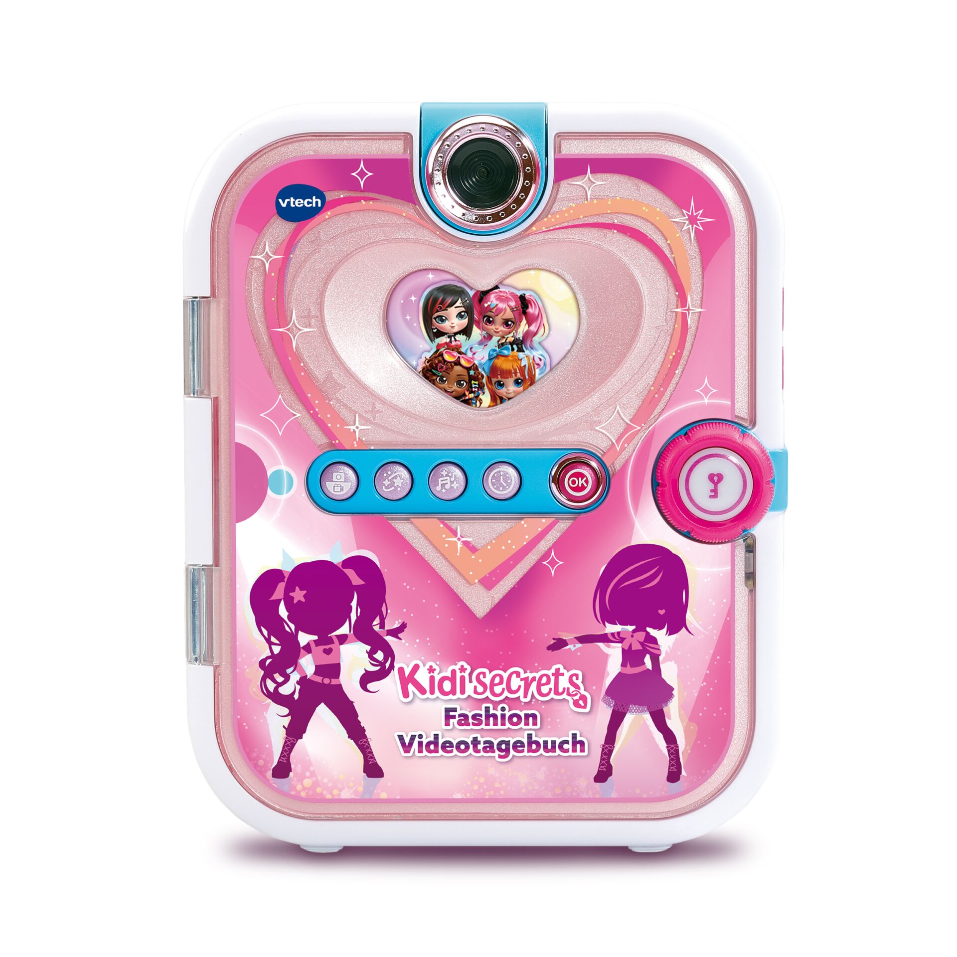 Kinderkamera, Hologramm-Design, Herz-Form Bildschirm, Pink, Modes/Buttons
