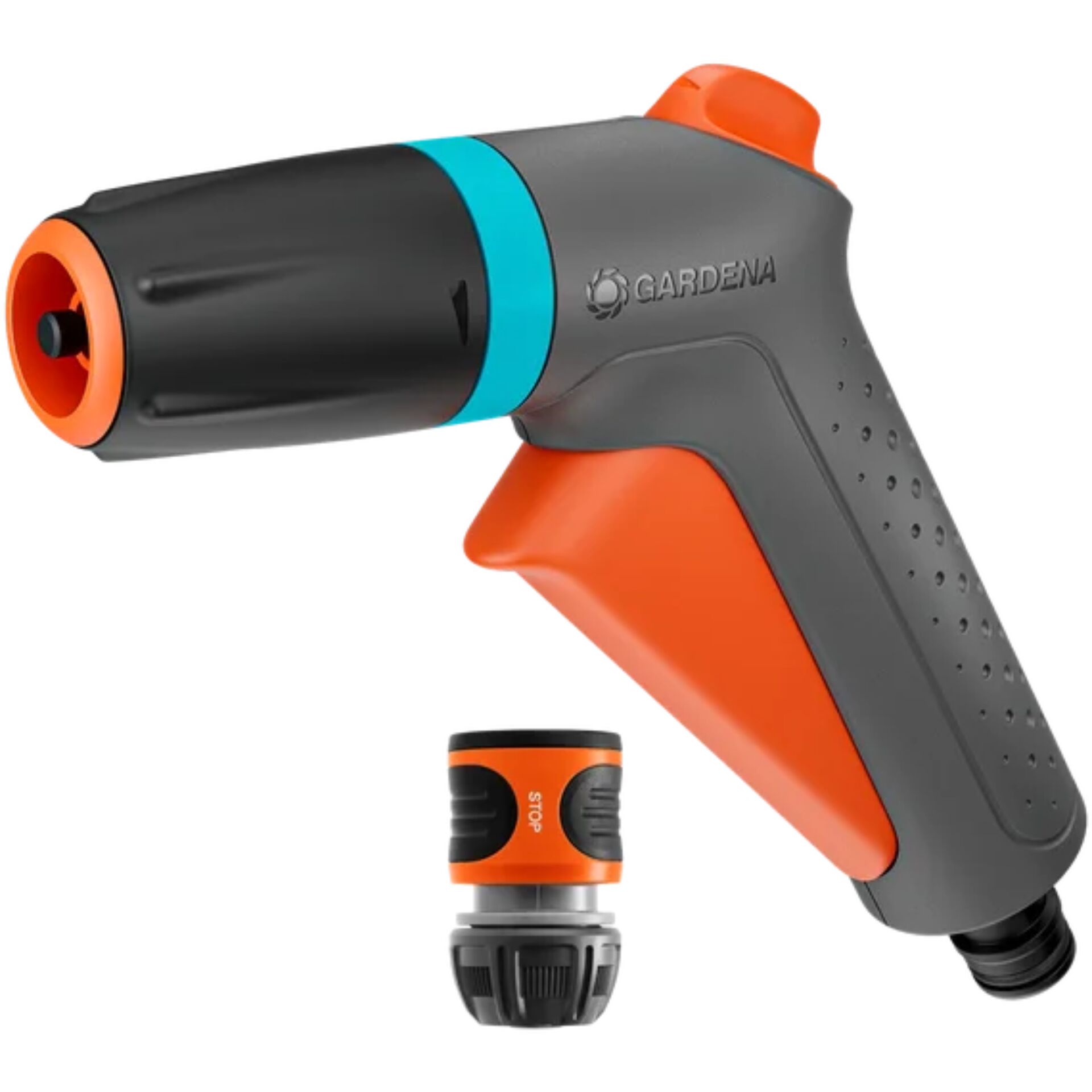 Garten Spritzpistole, Gartenbewässerung, Kunststoff, orange, Griff mit Stop