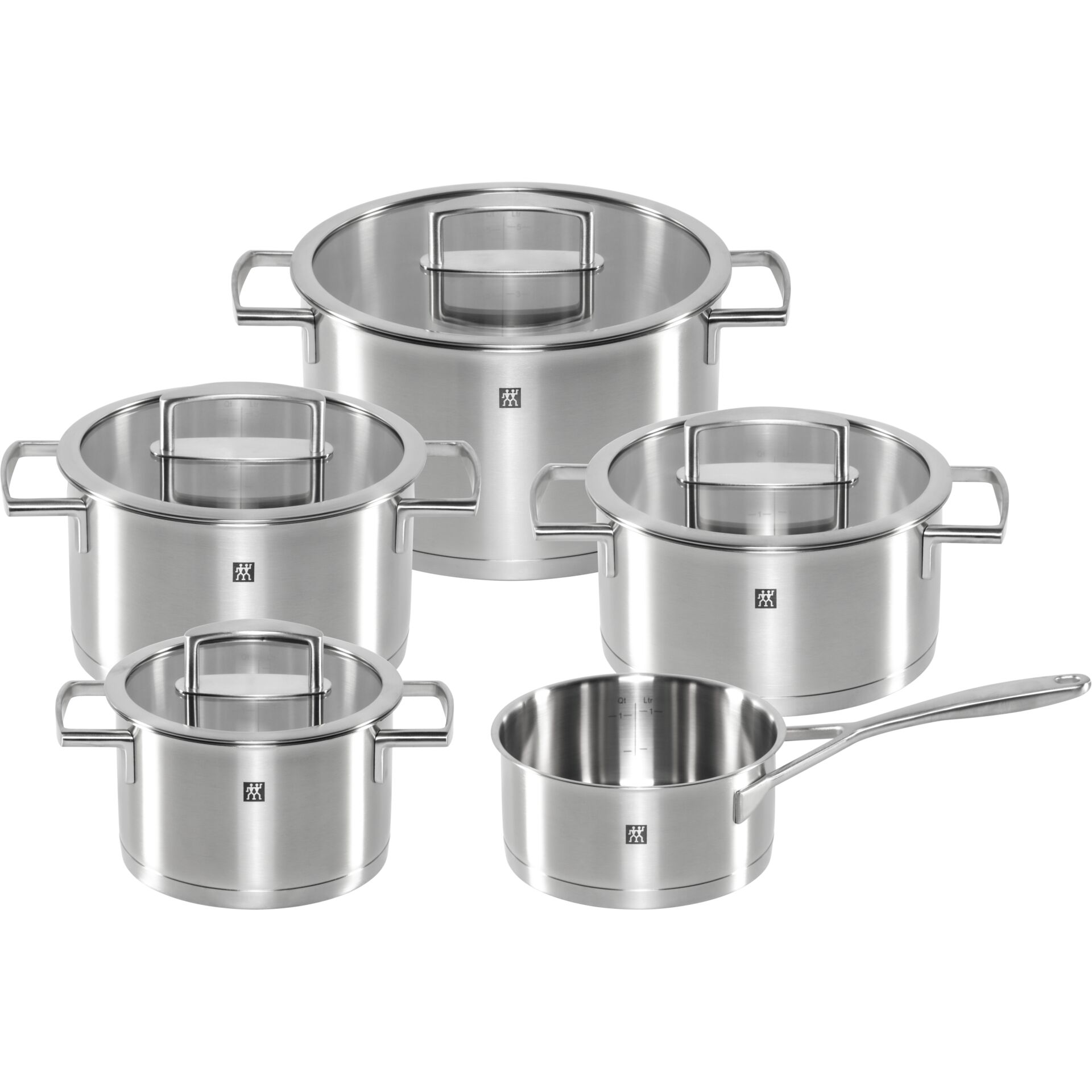 Kochgeschirr, Topf-Set, Edelstahl, Glasdeckel, Pfannen-/Topf-Set