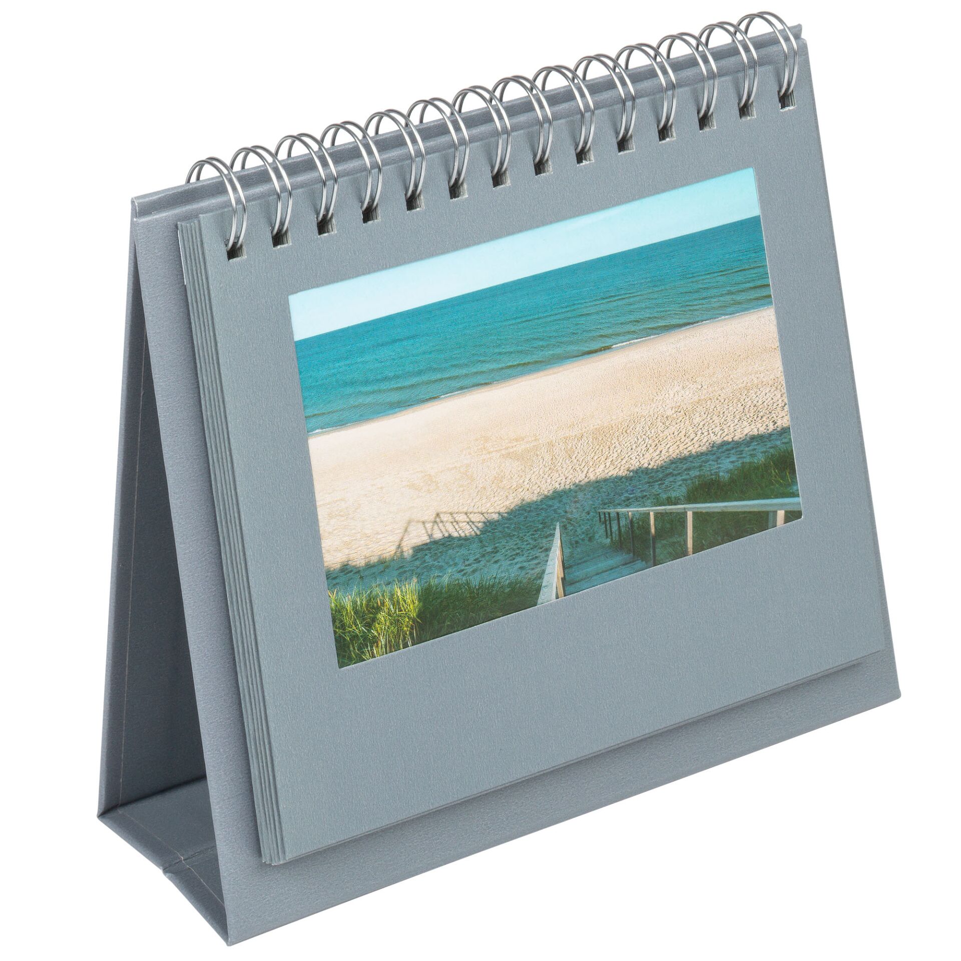 Tischkalender, Spiralbindung, Sandstrand, Ozeanblick, Fotoeinband