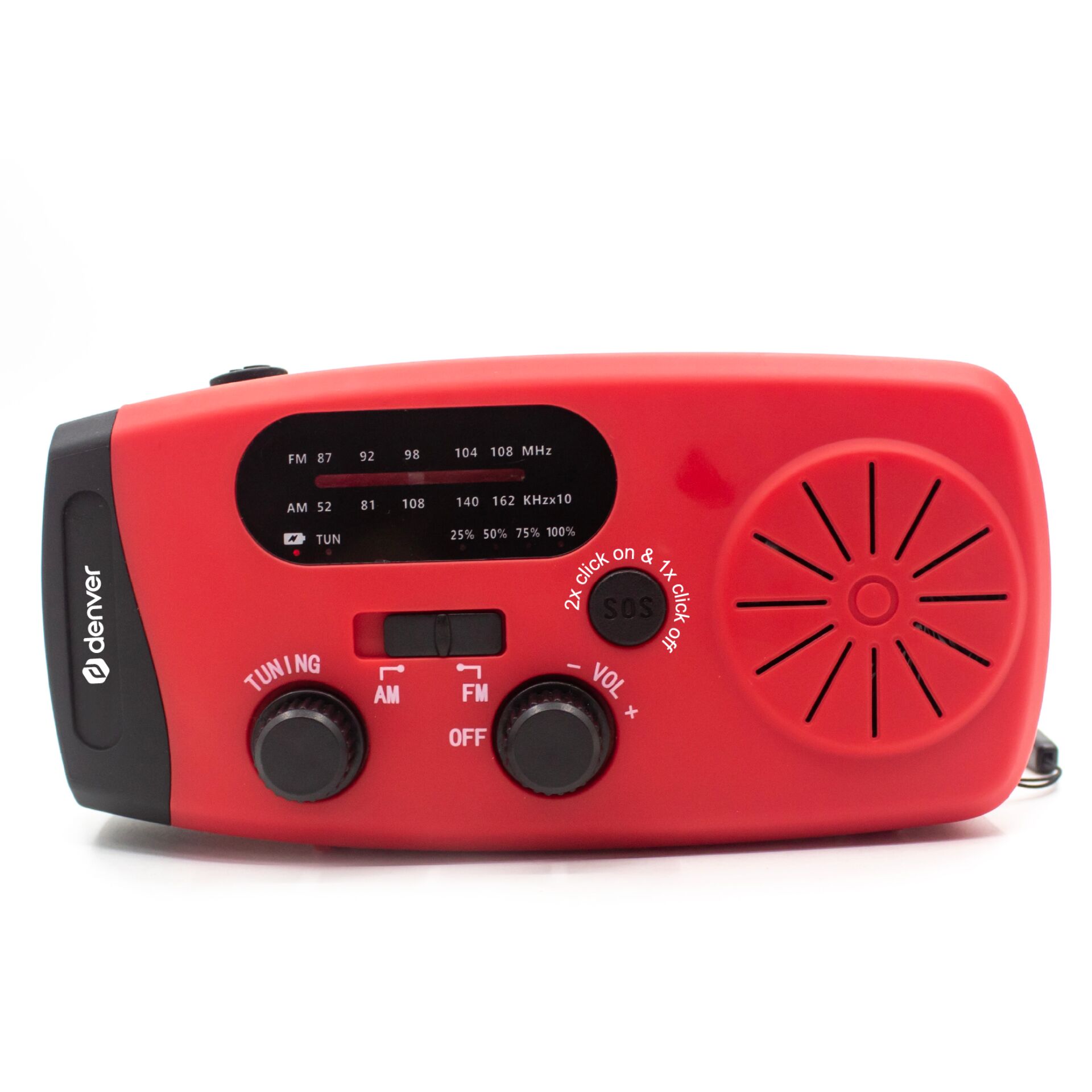 Tragbares Radio, AM/FM Radio, Rot, Lautsprecher, Tuning-Knöpfe