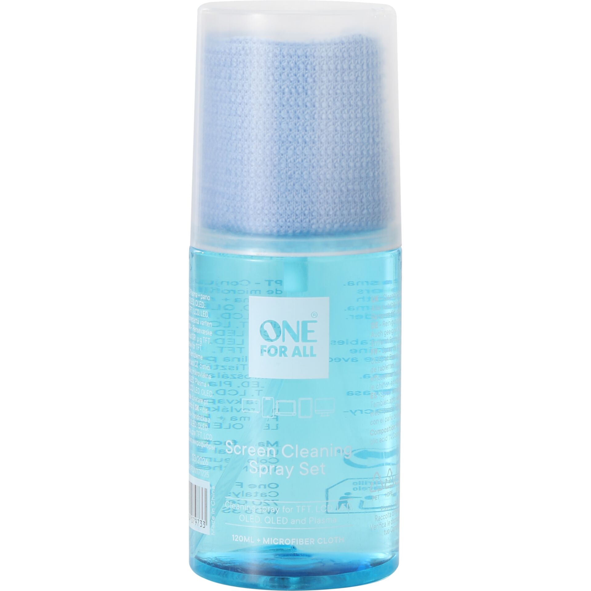 Bildschirmreinigungs-Spray, Mikrofaser-Tuch, Reinigungsset, Blau, Flasche