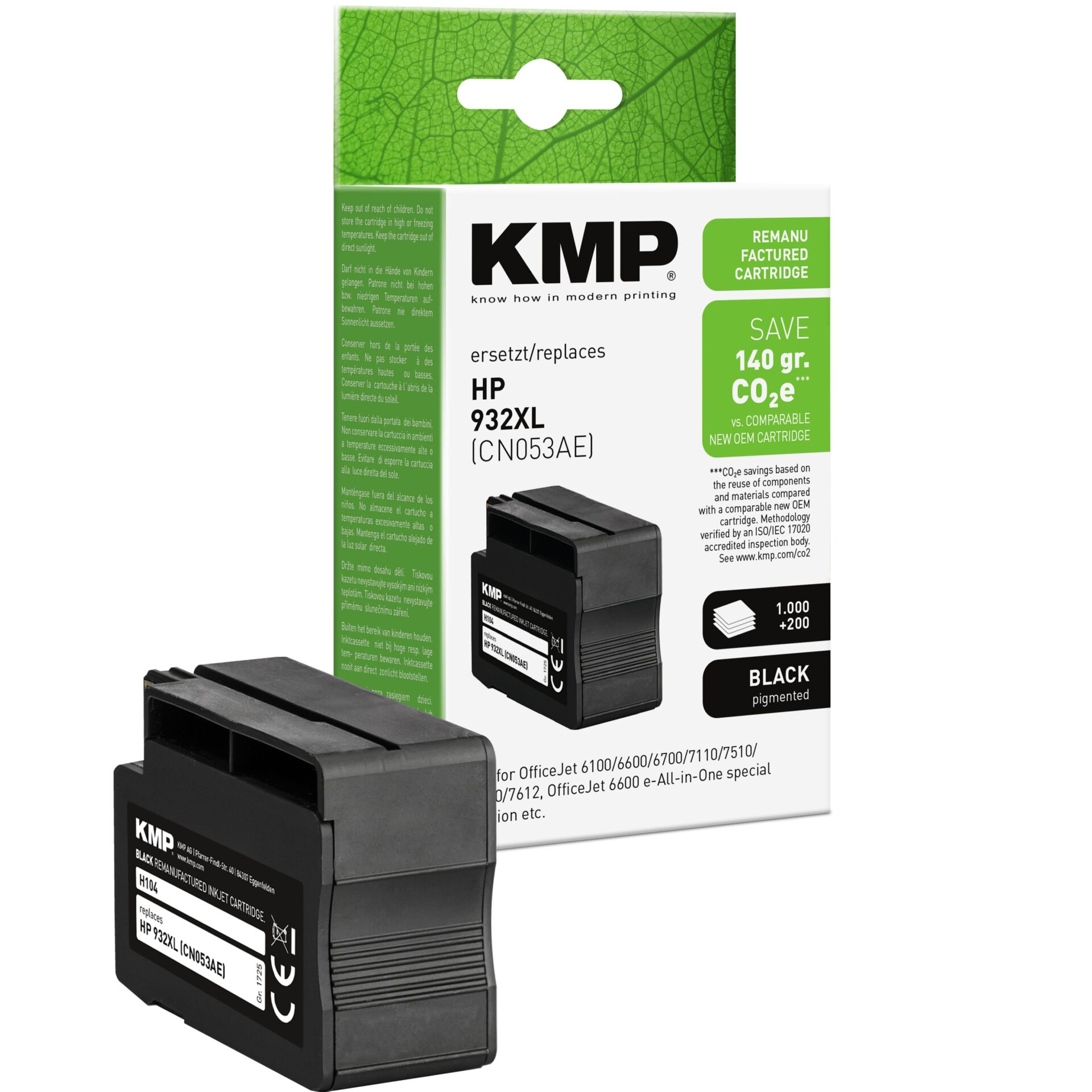 Adapter, Elektronik, Computer-Ausrüstung, Computerausrüstung, QR-Code, Tintenpatrone, HP 932XL, KMP, Schwarz, Tintenpatrone kompatibel