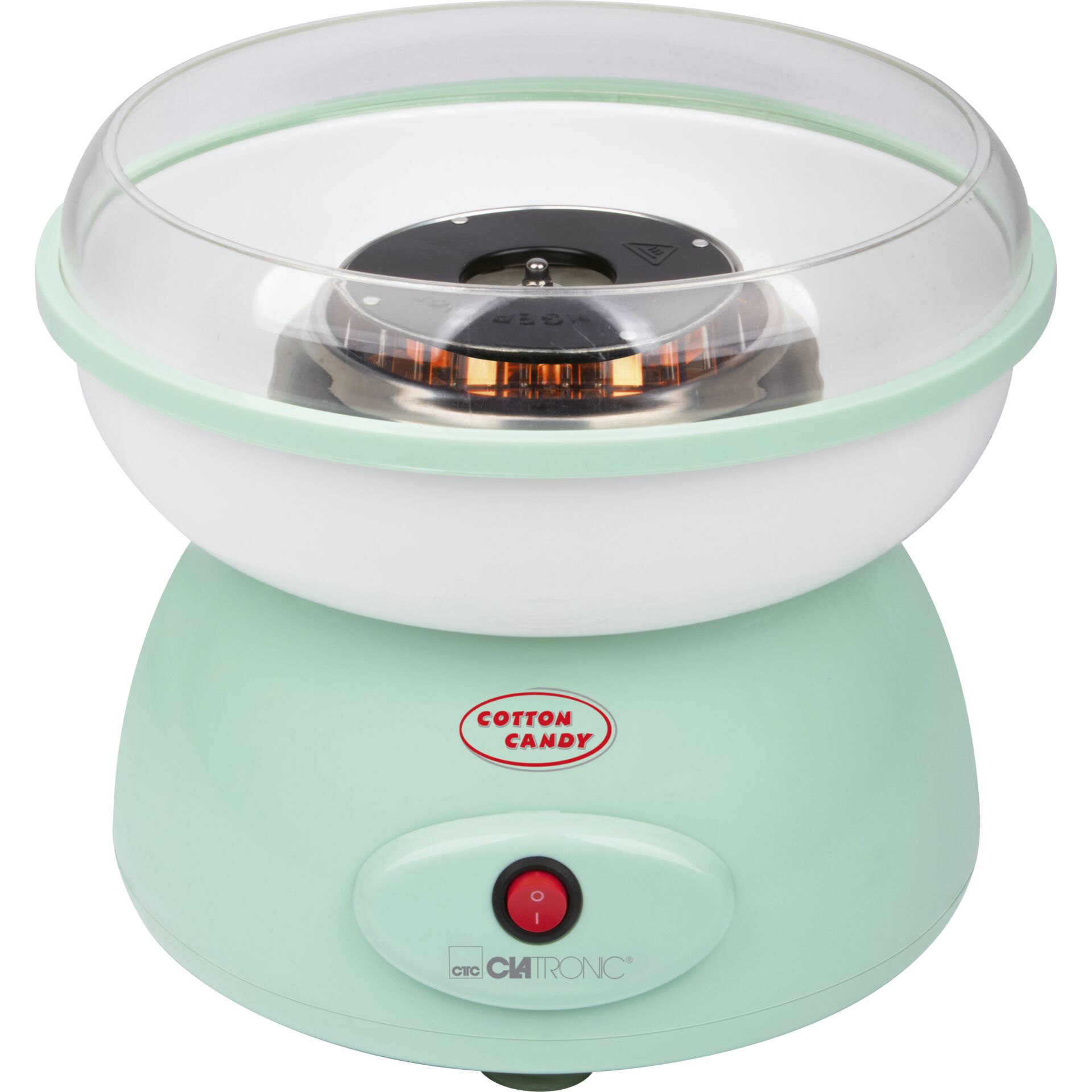 Cotton candy-Maschine, Mini-Gerät, Mintgrün, Glas-Schüssel, Ein/Aus-Schalter