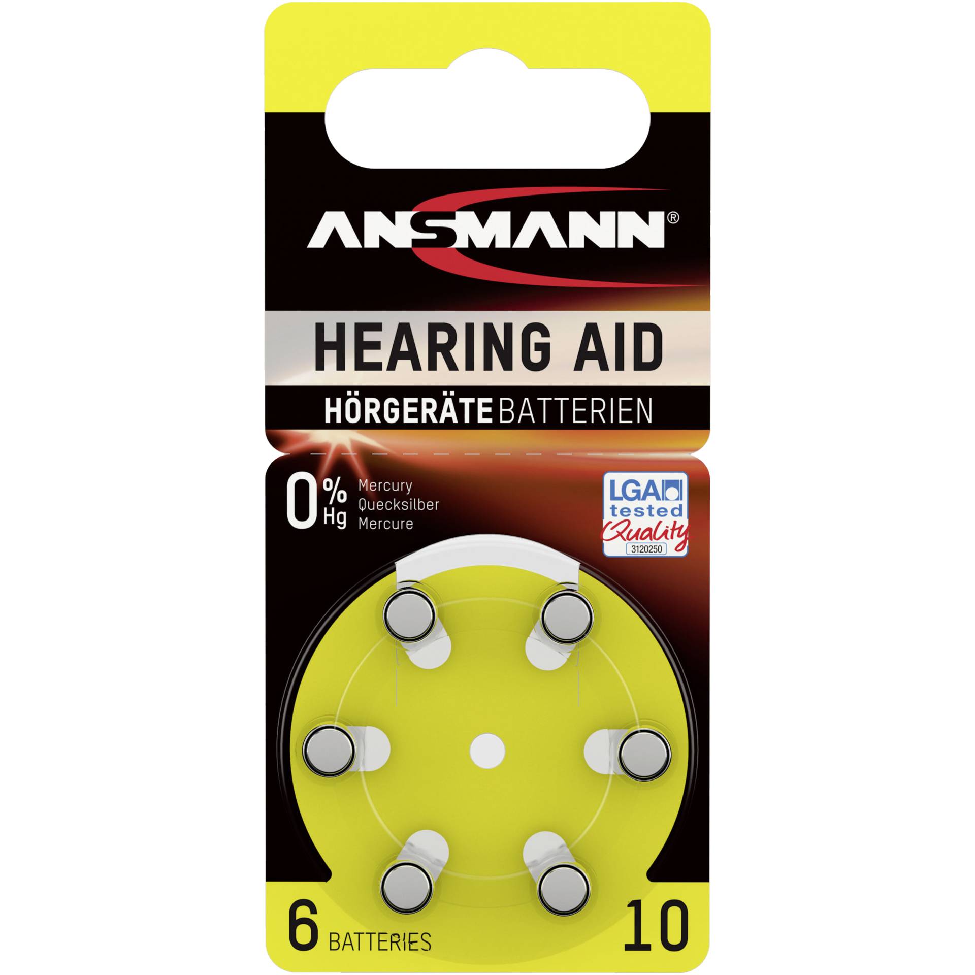 1x6 Ansmann Zinc-Air 10 (PR70)  Hörgeräte Batterien
